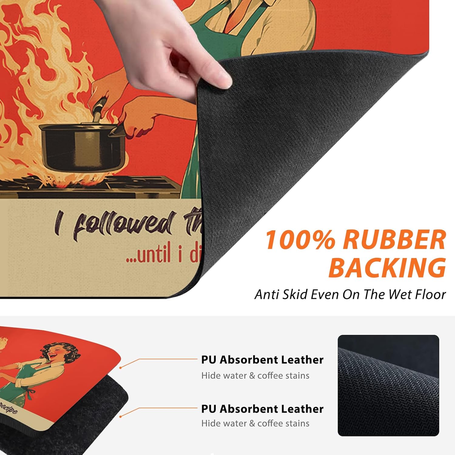 I Followed The Recipe Retro Kitchen Dish Drying Mat - Funny 50s Housewife Absorbent Dish Drying Mat for Kitchen Counter, Coffee Maker Mat for Countertops, JL-GZD-01, 16x17.5 Inch - Image 5