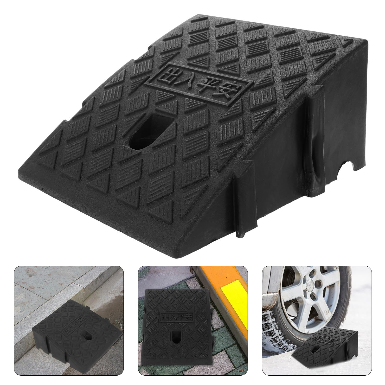 Hemobllo Rampa de Umbral de Plástico Negro para Sillas de Ruedas, Estable y Segura, Adecuado para Escaleras y Bordillos Hogar