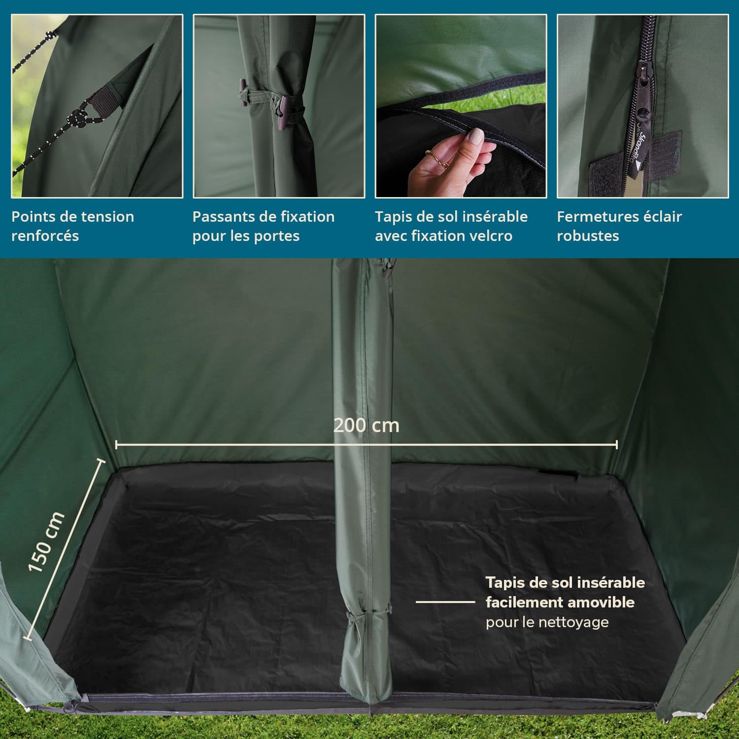 Skandika Tente de Stockage L | Équipement, Garage à Vélo, Hauteur 1,7m, Étanche, Adapté à l'Hiver, Avec Sol | Abri pour Extérieur, Jardin, Camping