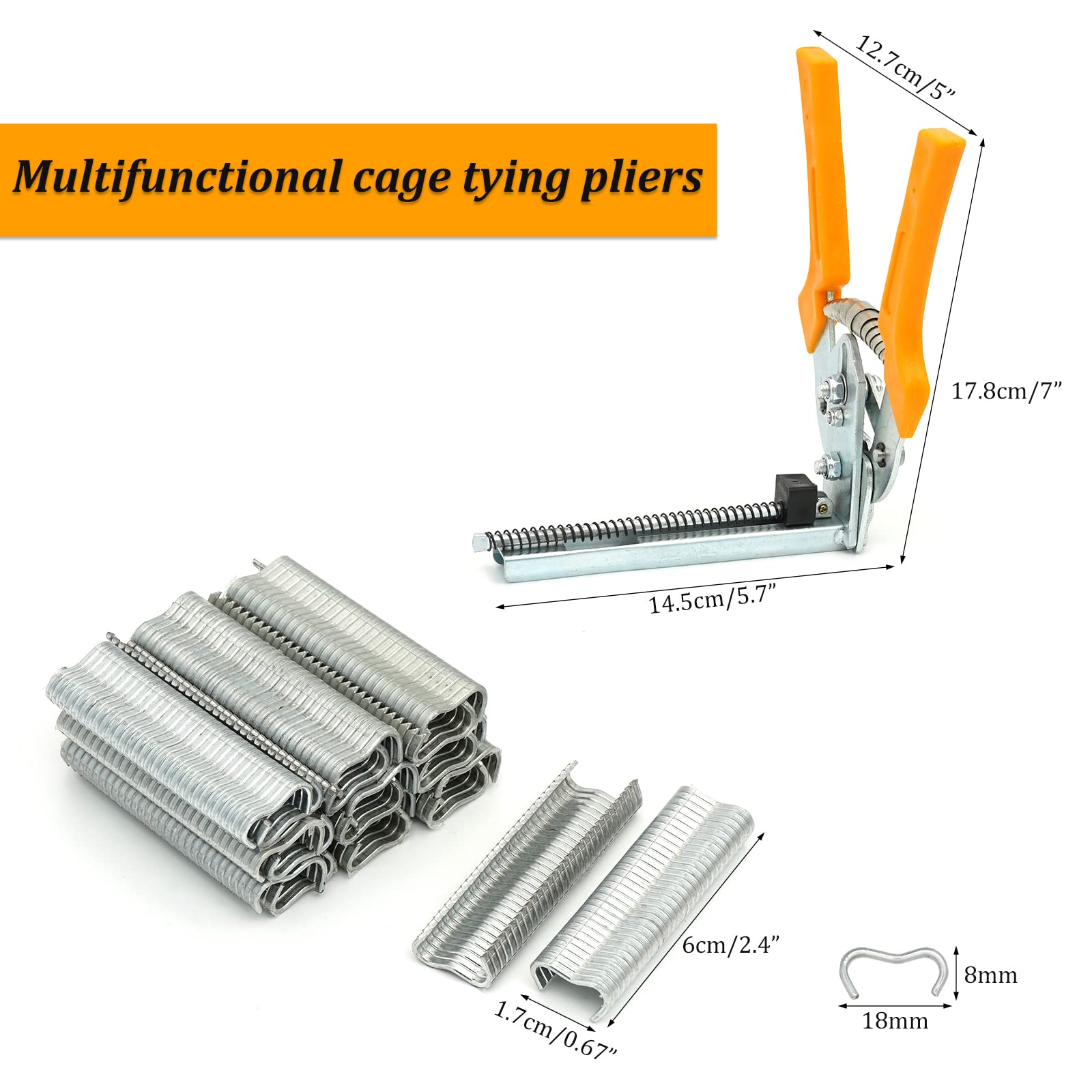 Kit di Pinze ad Anello per Chiodi di Maiale di Tipo M con 2400pz M Clips, Pinza per il Fissaggio di Gabbie Metalliche per il Fissaggio di Recinzioni, Installazione di Tappezzerie, Gabbie per Animali