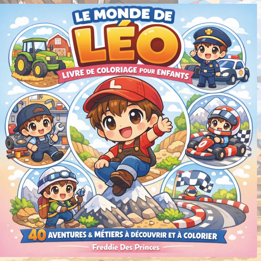 Le Monde de Léo – Livre de coloriage: 40 scènes d’aventures et de métiers à découvrir et à colorier