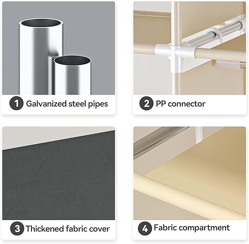 Miniatura 5 de Armario portátil duradero y fácil de montar, resistente con cubierta de tela no tejida, lo mejor para dormitorio y fácil almacenamiento y