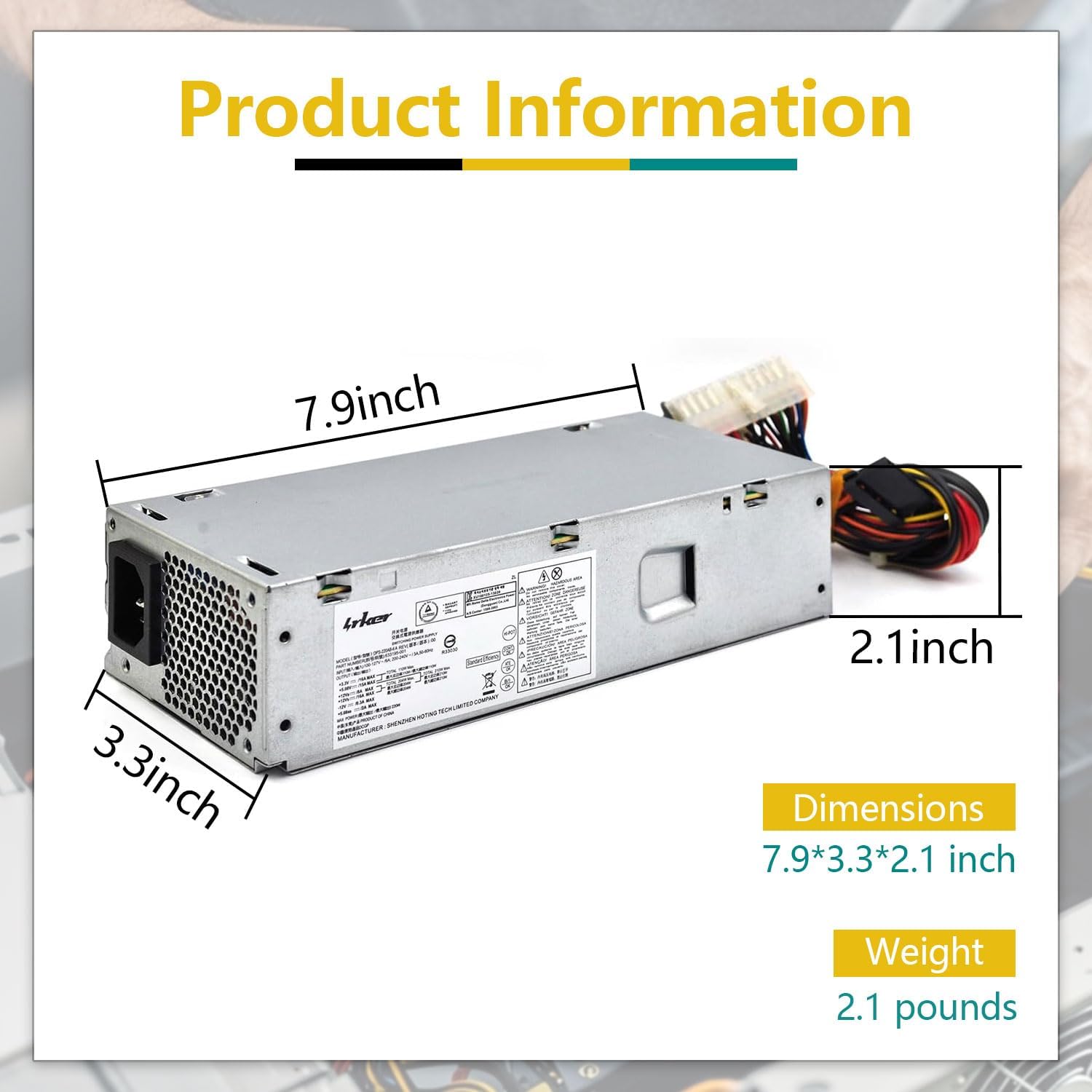 220W Power Supply Unit for HP Pavilion Slimline S5 Series, S5-1xxx TouchSmart 310-1205la Desktop PC, PCA222 PCA322 FH-ZD221MGR, 633193-001 633195-001 633196-001