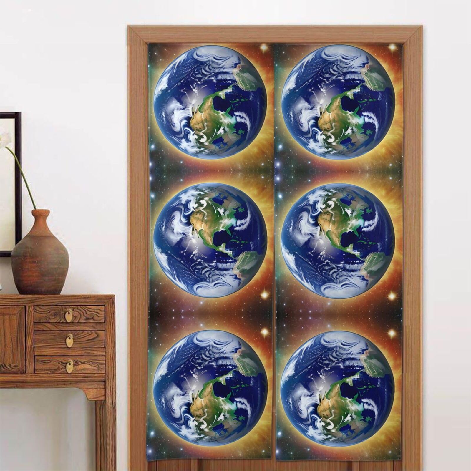 CNTDBU Cosmic Earth Door Curtain 34x56 Inch-Room Divider Panel for Privacy, Entryway Screen for Kitchen Bedroom