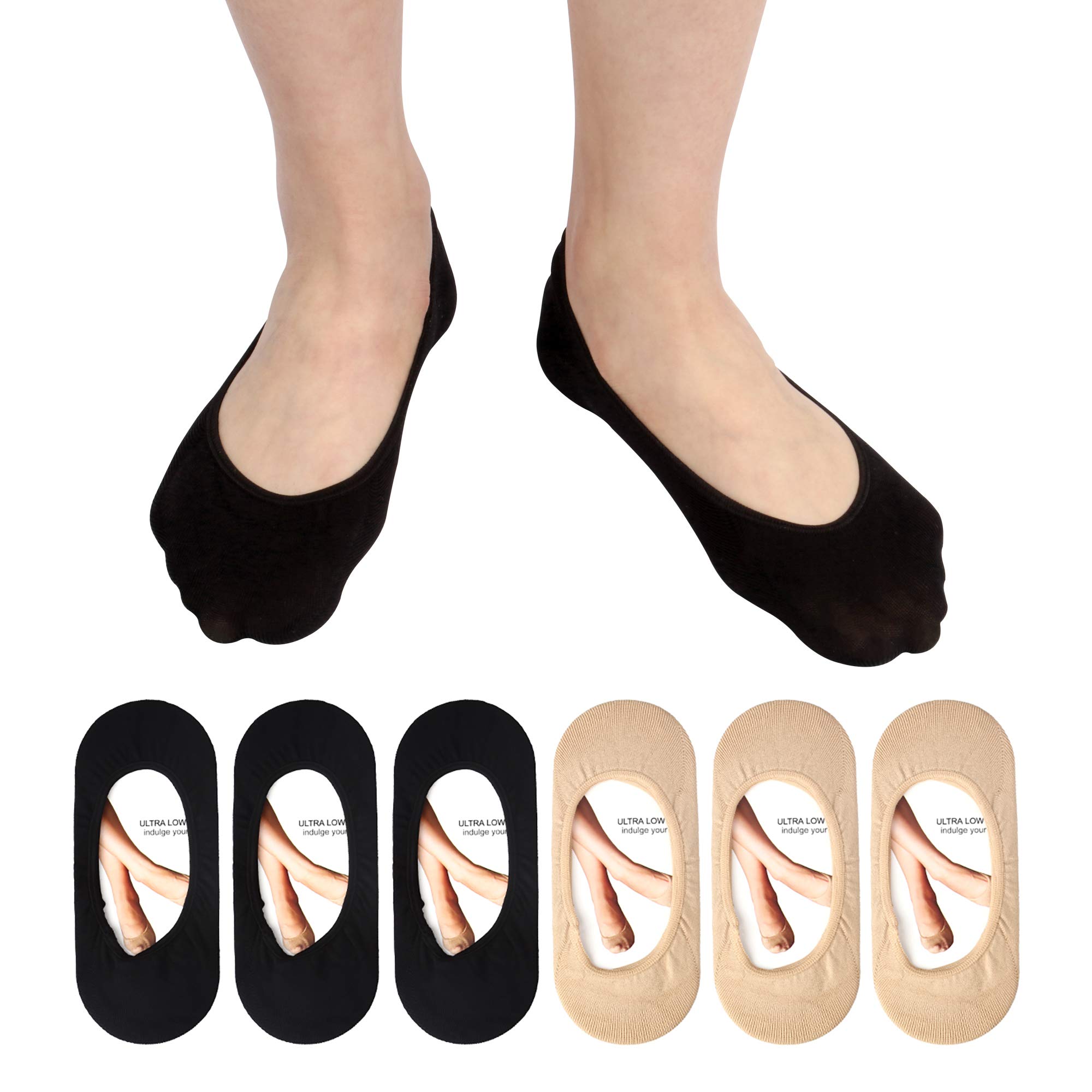 ADFOLFWomen's No Show Liner Socks 6 Pairs Thin Low Cut Casual Socks Non Slip