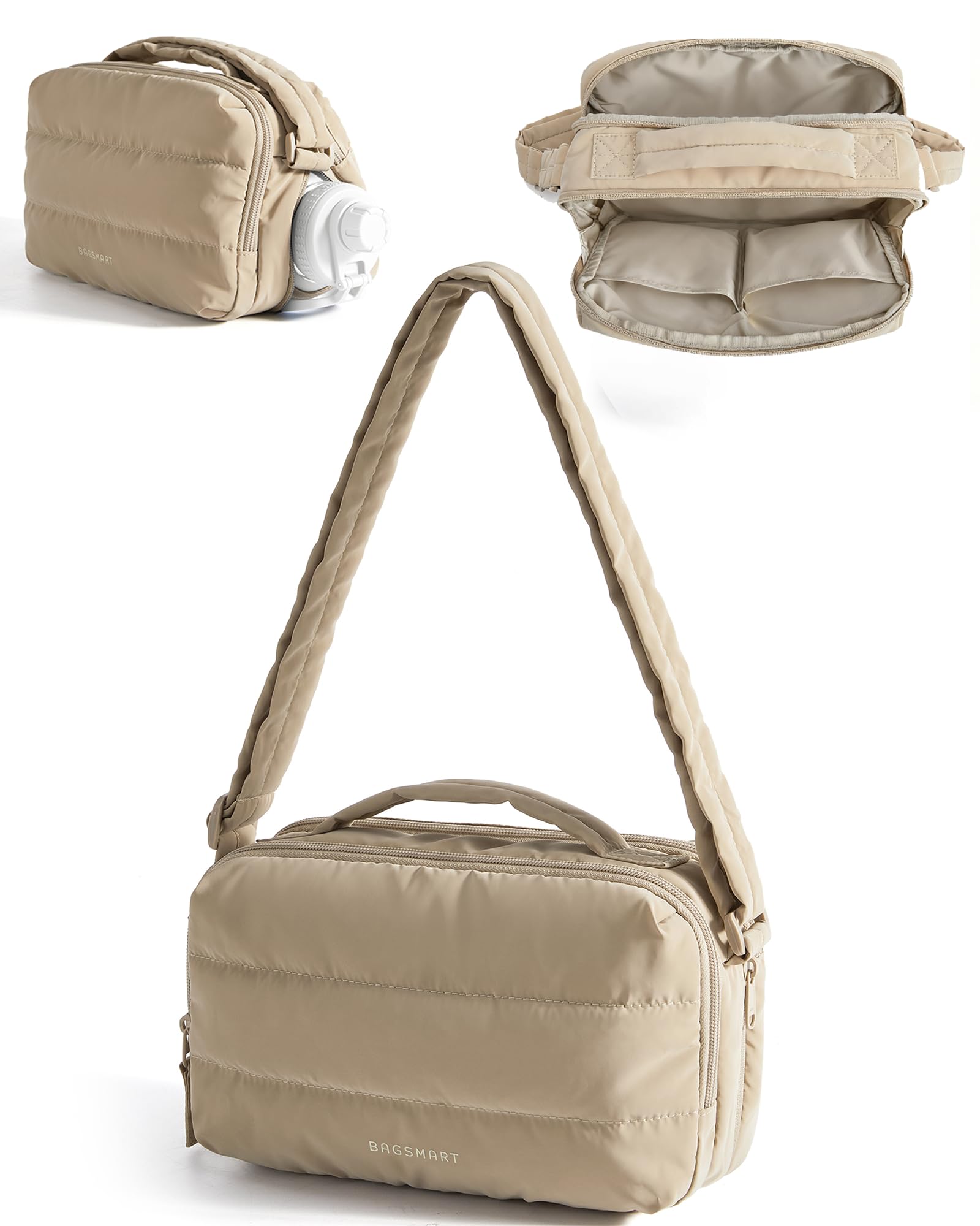 BAGSMART Lightweight Crossbody Bags for Women, Quilted Puffer Shoulder HandBags with Adjustable Strap for Travel
