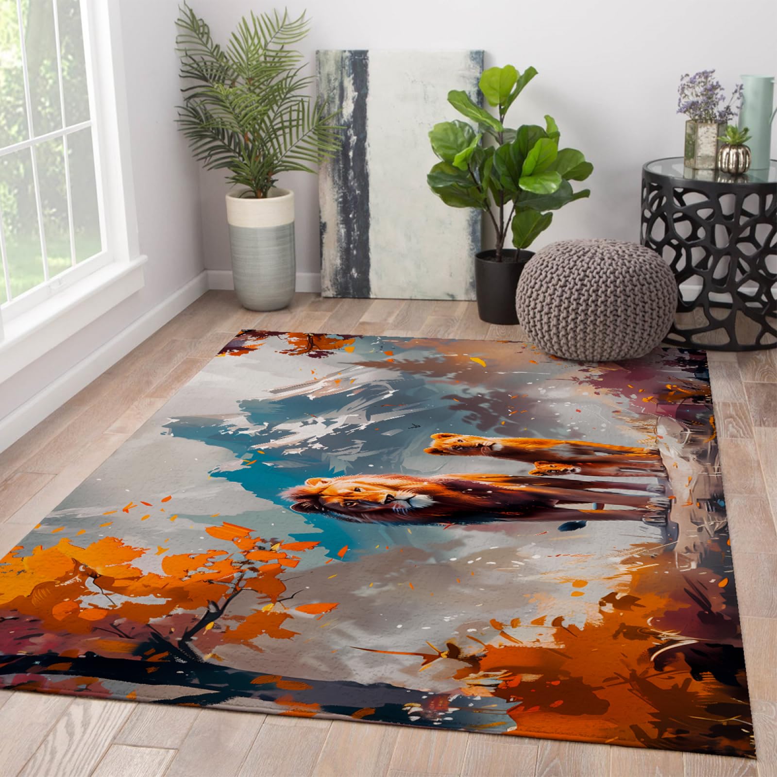 新品 ラグ マット フロア ライオン キャンプ アウトドア 男前インテリア 新品 ラグ マット フロア ライオン キャンプ アウトドア 男前