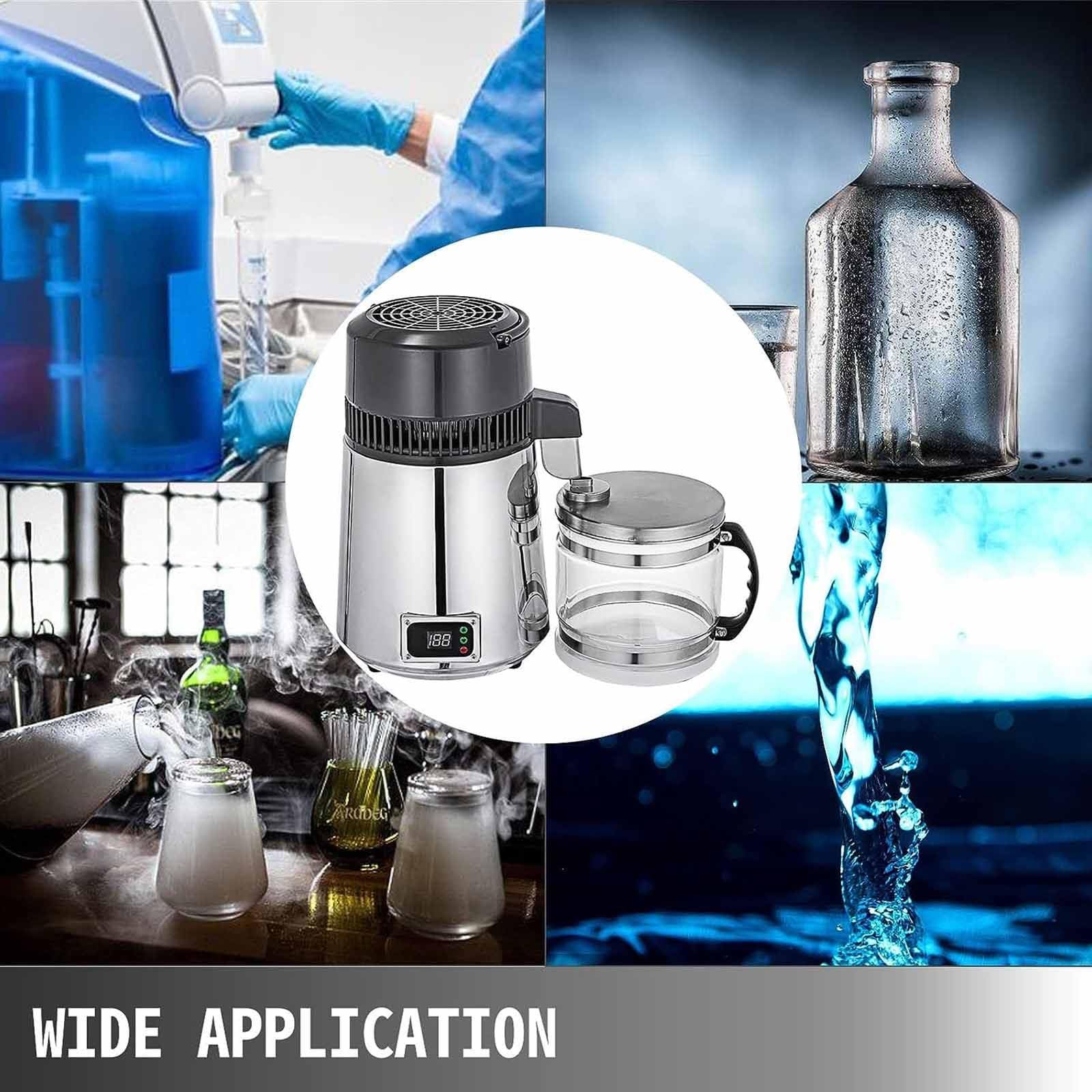 Destilador De Agua De 4 L, Destilador De Agua Pura con Pantallas De Temperatura Dual, Máquina De Agua Destilada De 750 W con Recipiente De Vidrio,220V
