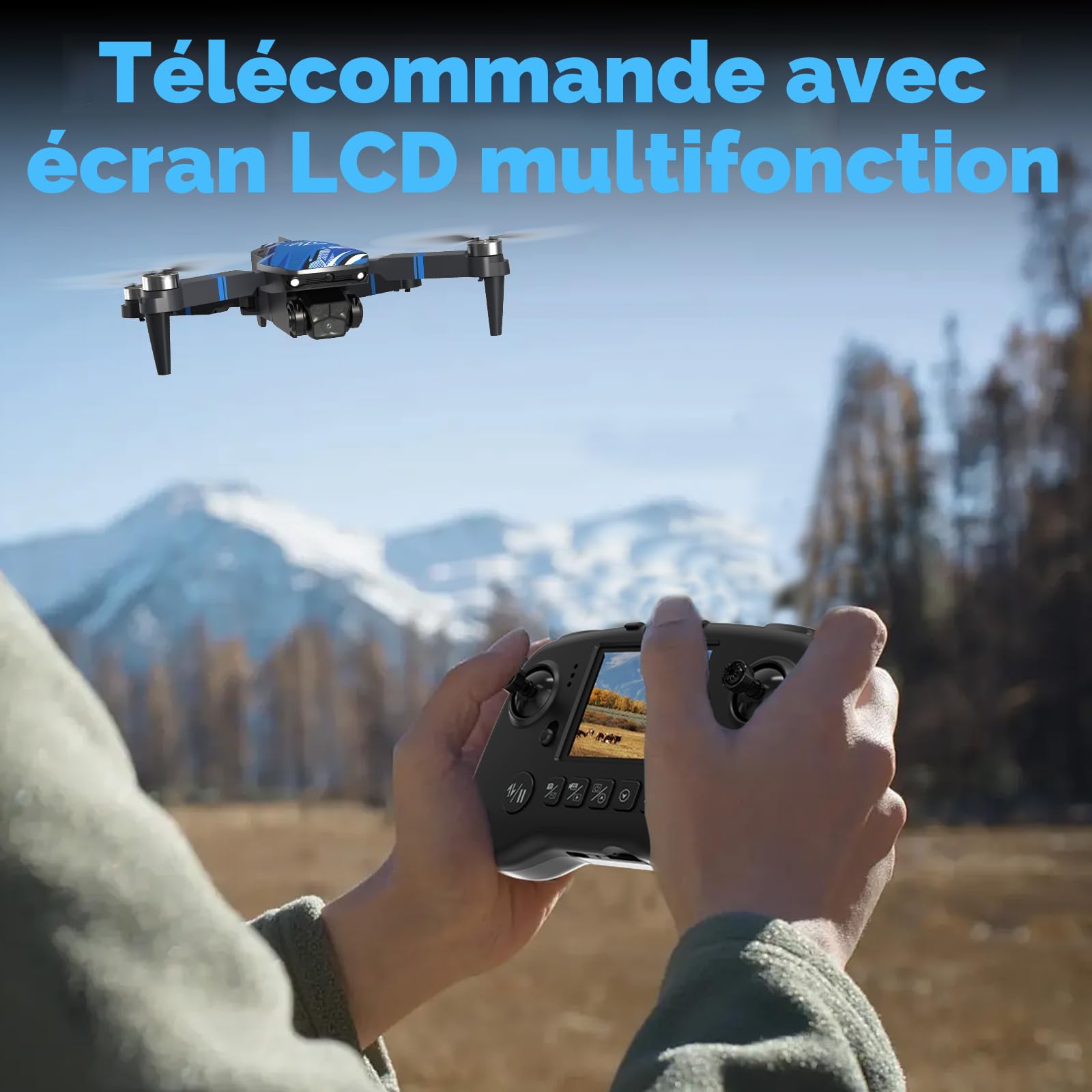 TTROARDS TT19LCD Drone avec Caméra 4k Drones avec 2,8 Pouces Écran LCD, Moteur Sans Balais, Évitement d'obstacles à 270°, Positionnement Optique par Flux RC Quadcopter pour Adultes Débutants