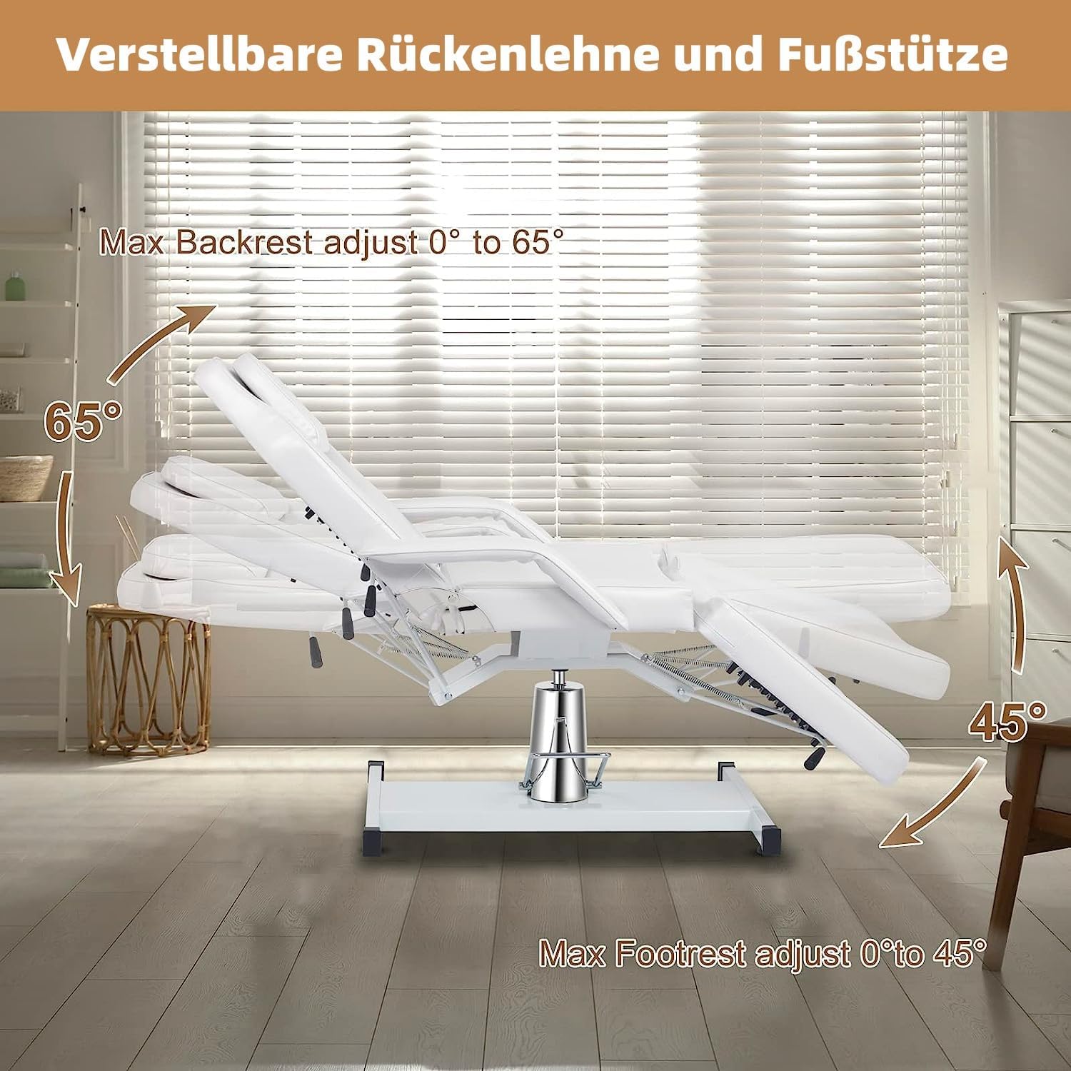 LEADZM Hydraulische Massageliege Weiß | hydraulische Höhenverstellung, ideal für Tattoo, Kosmetik und Massage