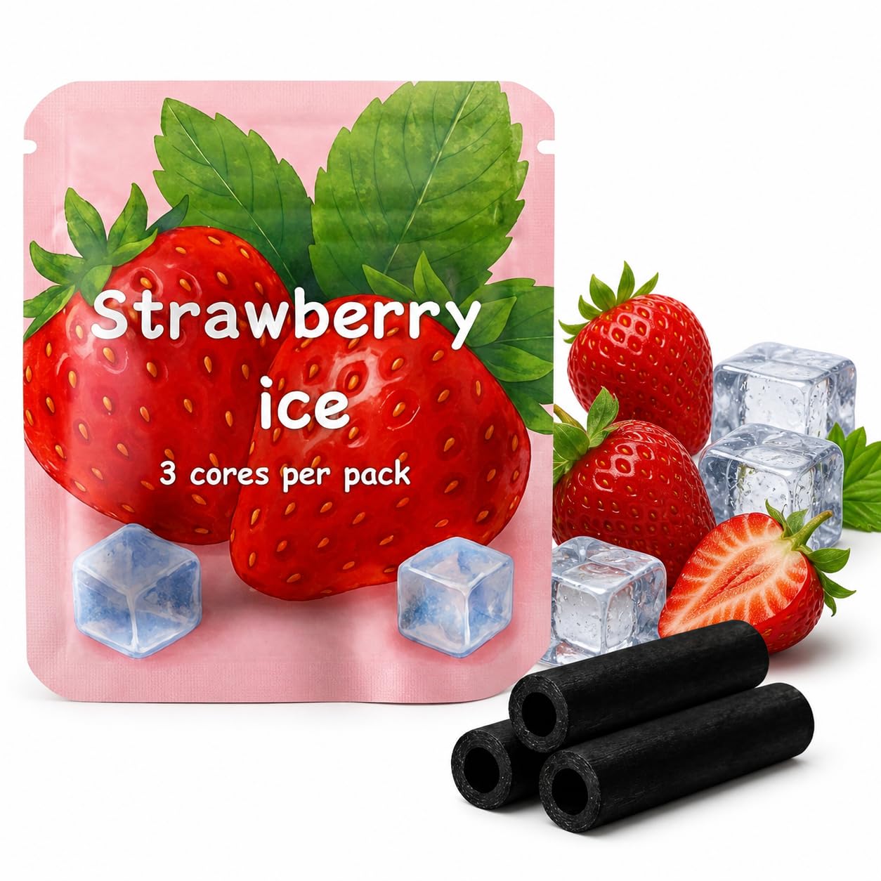 W-Direct Strawberry Ice Aromatherapy Cotton Inserts For Inhaler Pendant ( | 3 Pack) – Nicotine Free Inhaler Refills, Vaporless Flavor Cores, Anxiety Relief & Mindful Breathing, Habit Support Inhalator Refill
