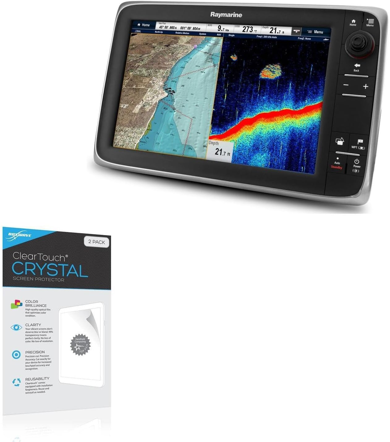 BoxWave Screen Protector Compatible with Raymarine c127 - ClearTouch Crystal (2-Pack), HD Film Skin - Shields from Scratches