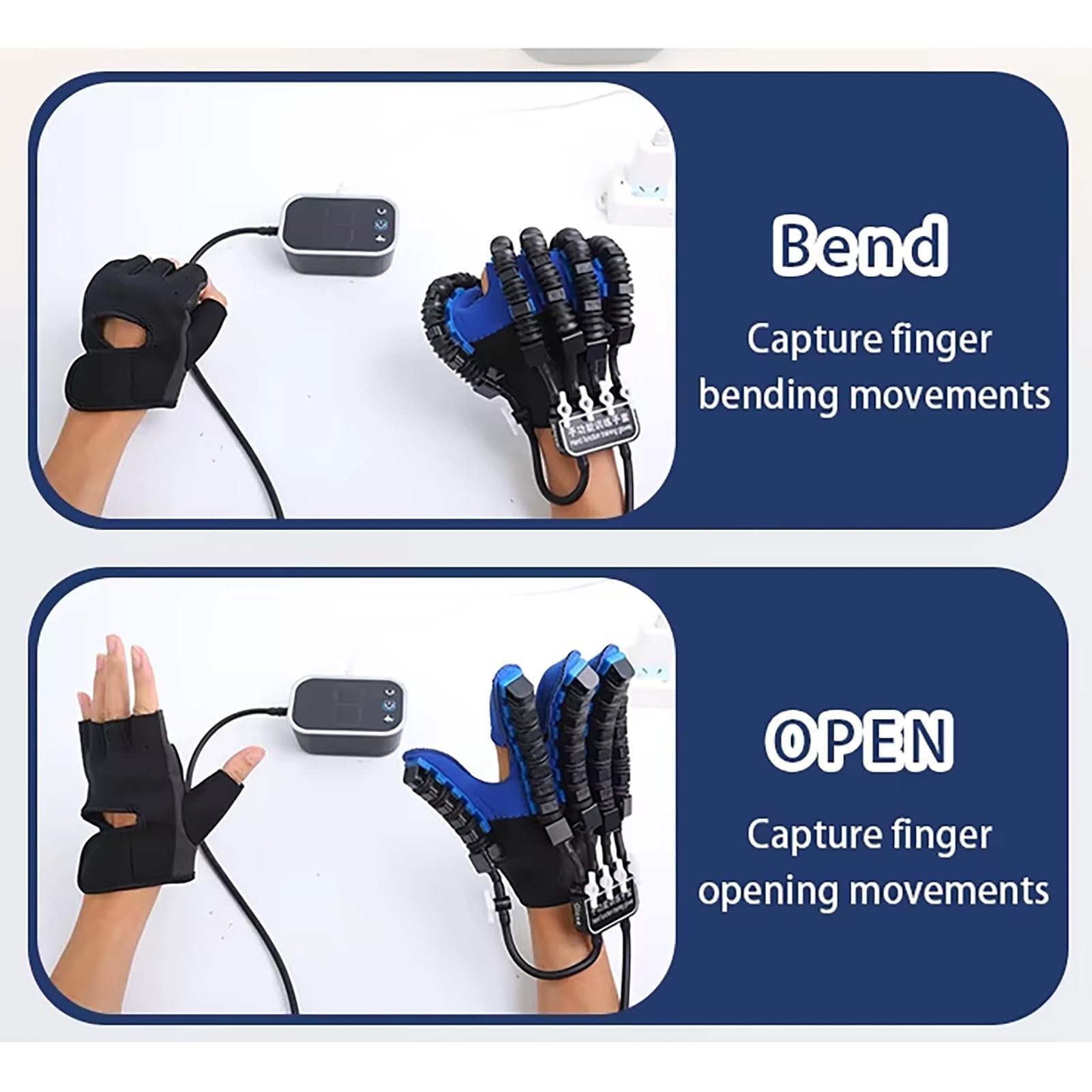 Guantes De Rehabilitación Robótica,hemiplejía Y Accidente Cerebrovascular Órtesis De Dedo,Equipo De Entrenamiento Para Aliviar Calambres(Right,X-Large)