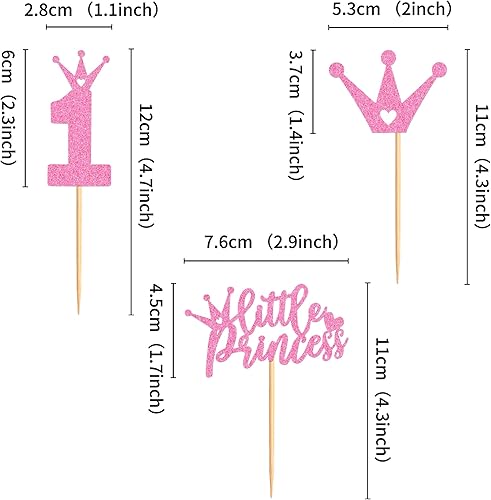 Miniatura 9 de Ercadio Paquete de 24 coronas para cupcakes con purpurina dorada, corona real del príncipe real, decoraciones para cupcakes con temática de