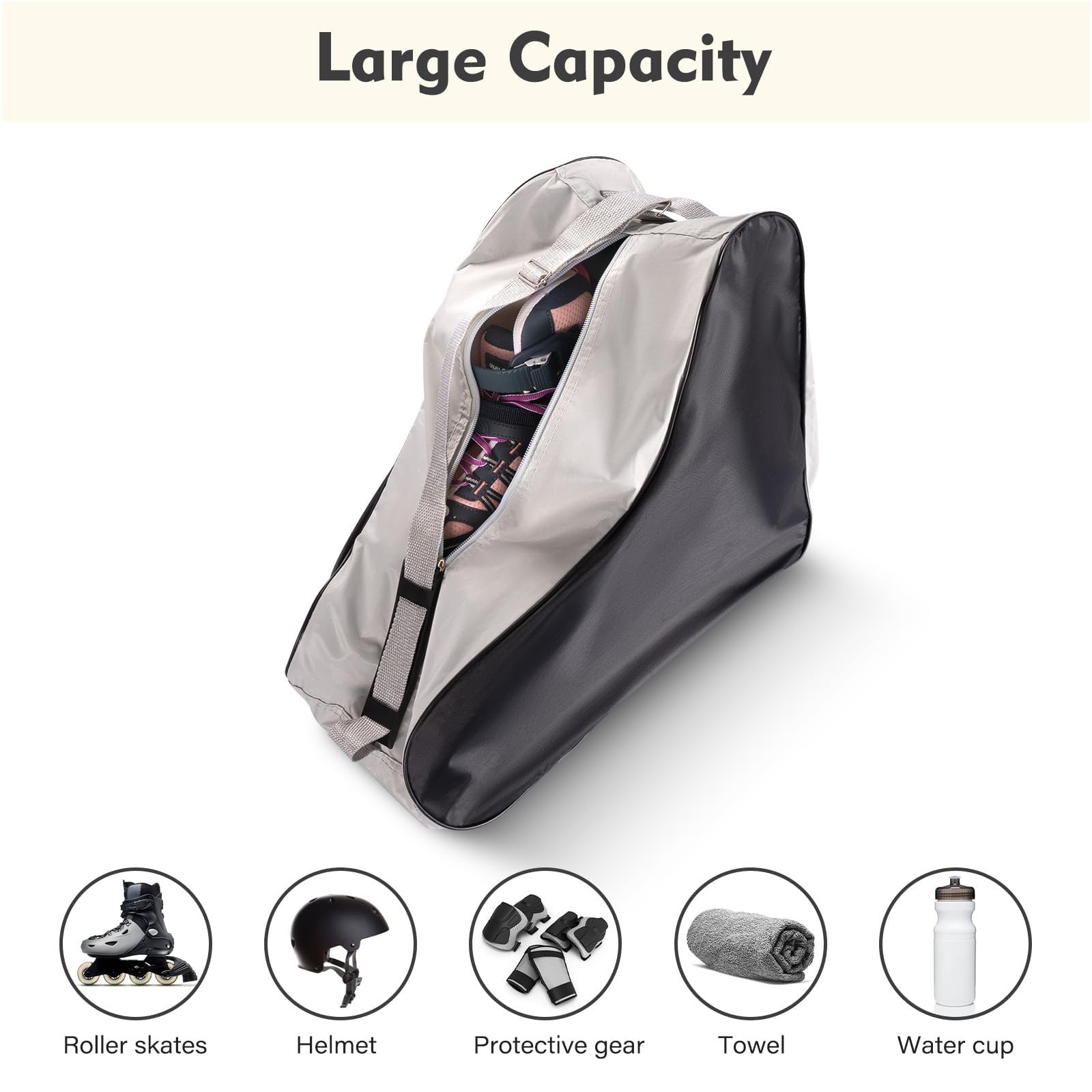 Skating Shoes Carry Bags Roller Skate Bag, Oxford Ice Skates Storage Bag for Kids & Adults, Unisex Adults Ice & Skate Bag II Fabric and Beach with Adjustable Shoulder Strap