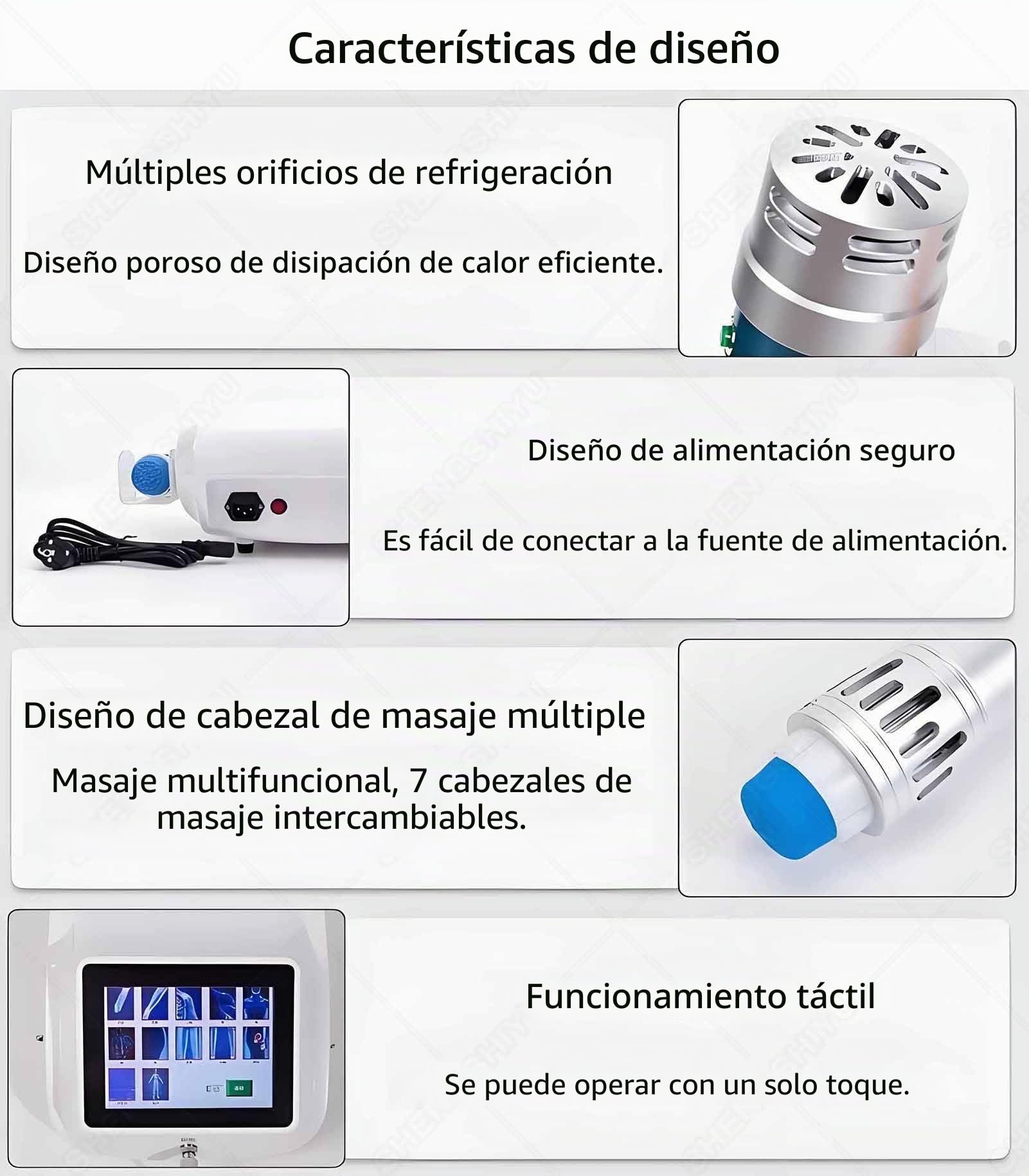 Máquina de Terapia con Ondas de Choque,Máquina de Terapia Muscular con Ondas de Choque Extracorpóreas Dispositivo de Tratamiento Ed de Energía con 7 Cabezales Masaje