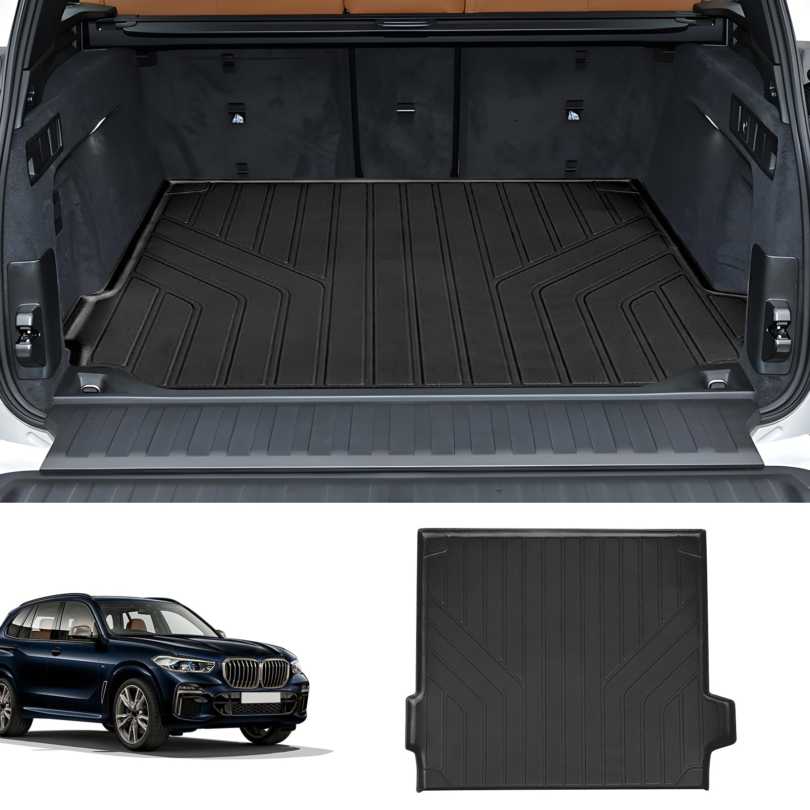 Sze Cargo Liner for BMW X5 2019-2024 2025 2026 All Weather Cargo Mat TPE Trunk Mat for BMW X5 Accessories Waterproof Stain-Resistant Trunk Liner(Only for 5-Seater)