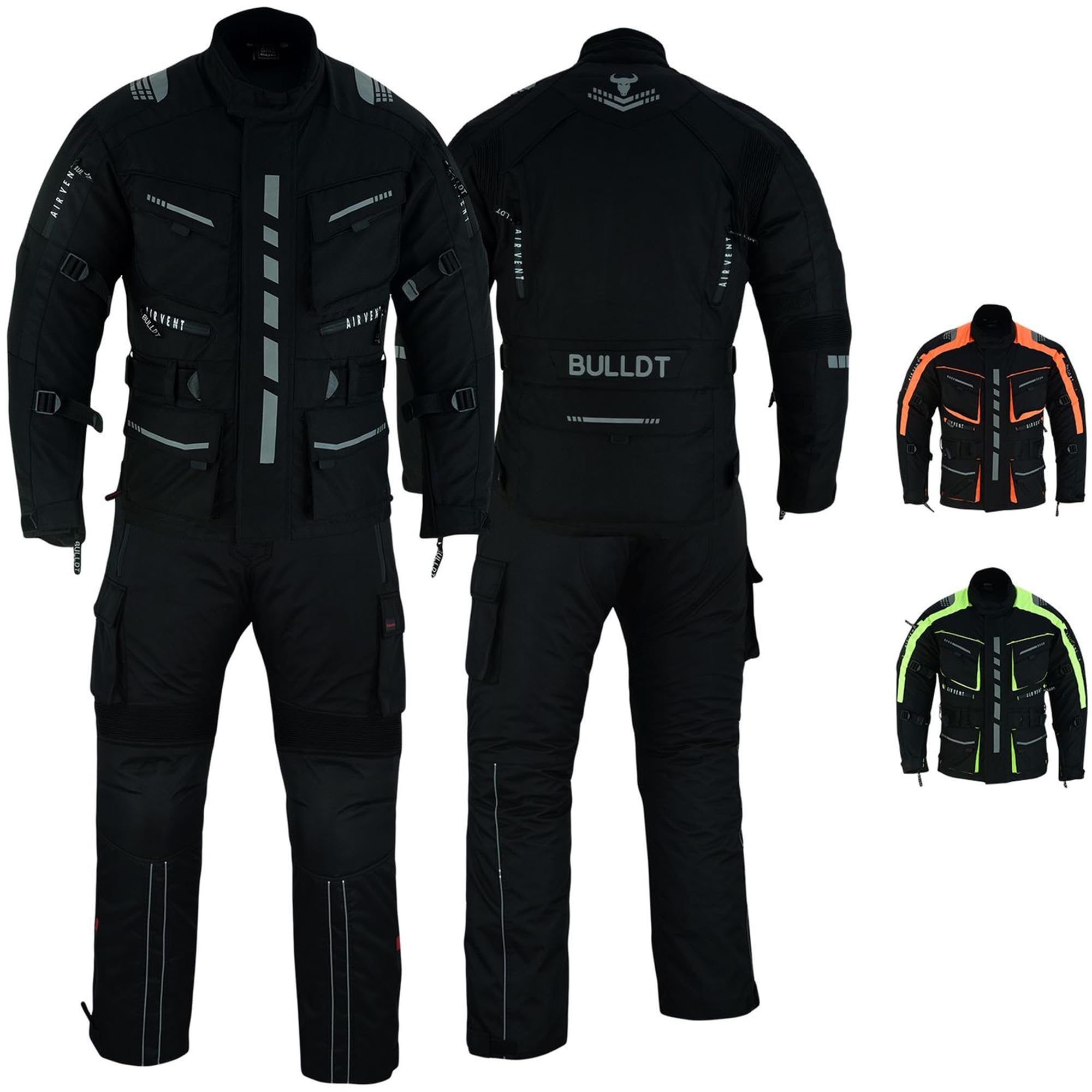 BULLDT Herren Motorradkombi Textilien motorradjacke + Motorradhose inkl. Protektoren, 58/3XL, Schwarz