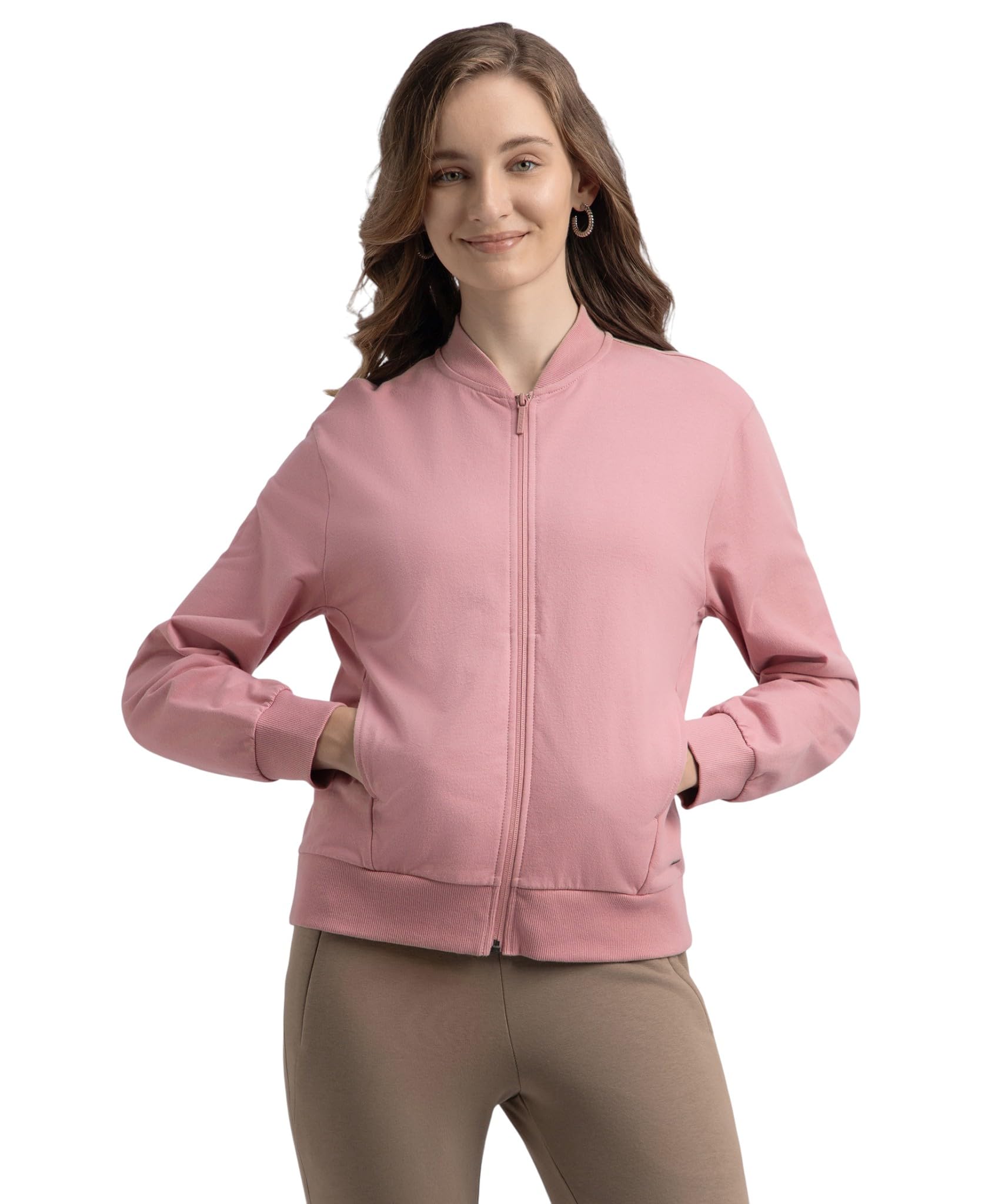 jockey A111 Women's Super Combed Cotton French Terry Drop Shoulder Styled Jacket with Ribbed Cuff and Hem_Lilas_XXL-picture-50