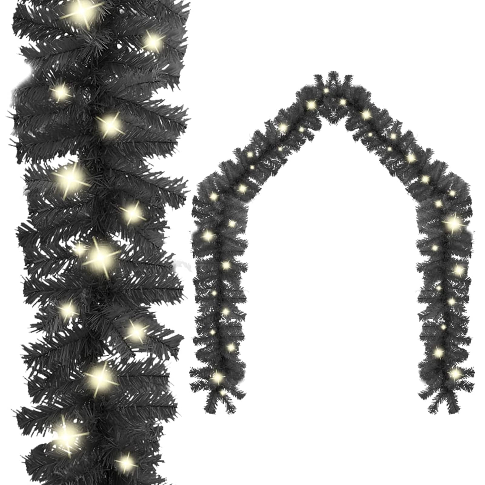 Tidyard Weihnachtsgirlande mit LED-Lichtern Weihnachtsdeko Tannengirlande Weihnachten Weihnachtsgirlande Dekogirlande Girlande Weihnachten Weihnachtsbeleuchtung 10 m Schwarz