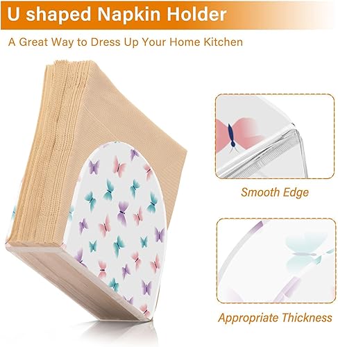Miniatura 4 de Butterfly Acrylic Napkin Holder Clear Paper Napkin Table Tabletop Tissue Dispenser Kitchen Dining Room Bathroom Party Hotel Decor