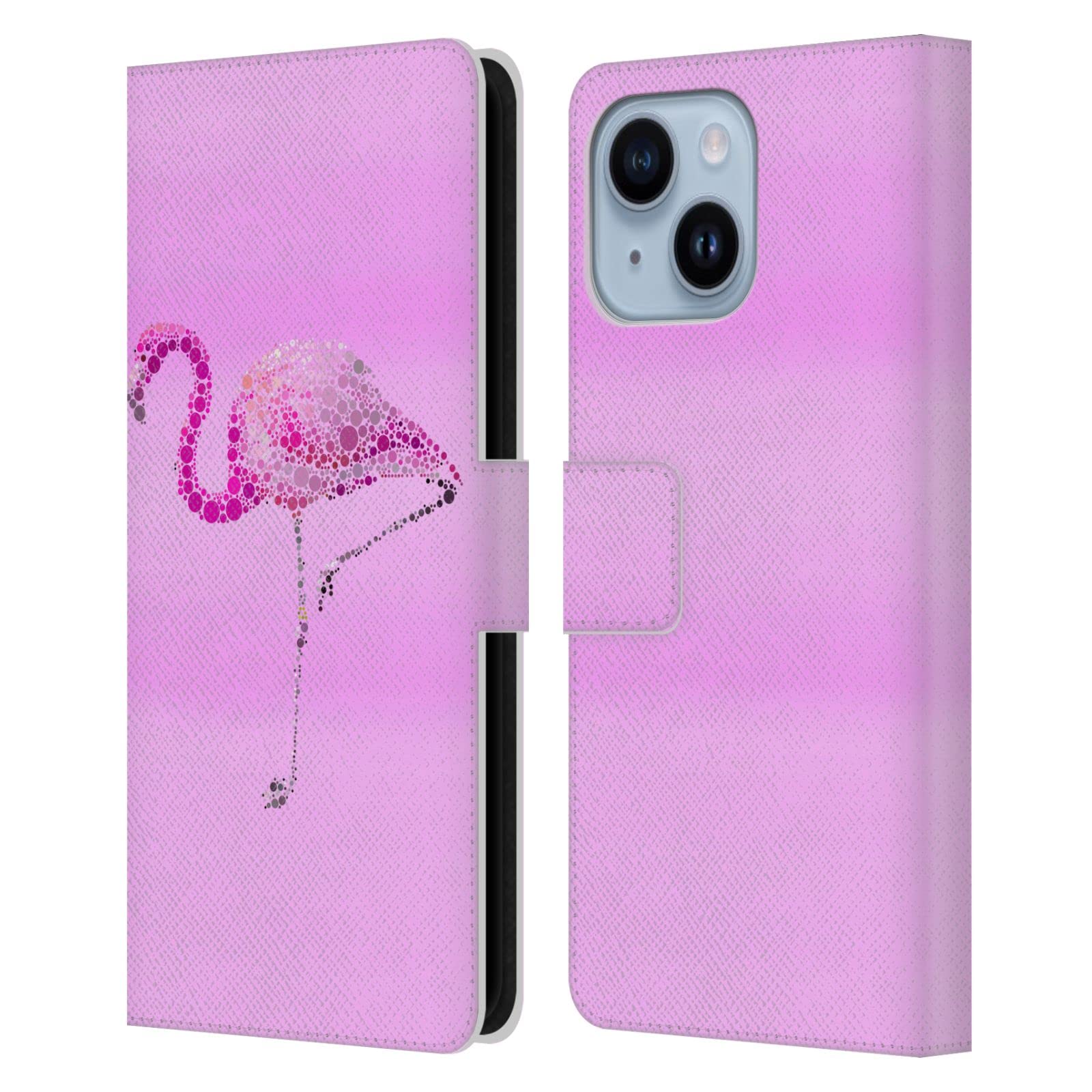 Étui portefeuille en cuir compatible avec Apple iPhone 14 Plus Rose - 7