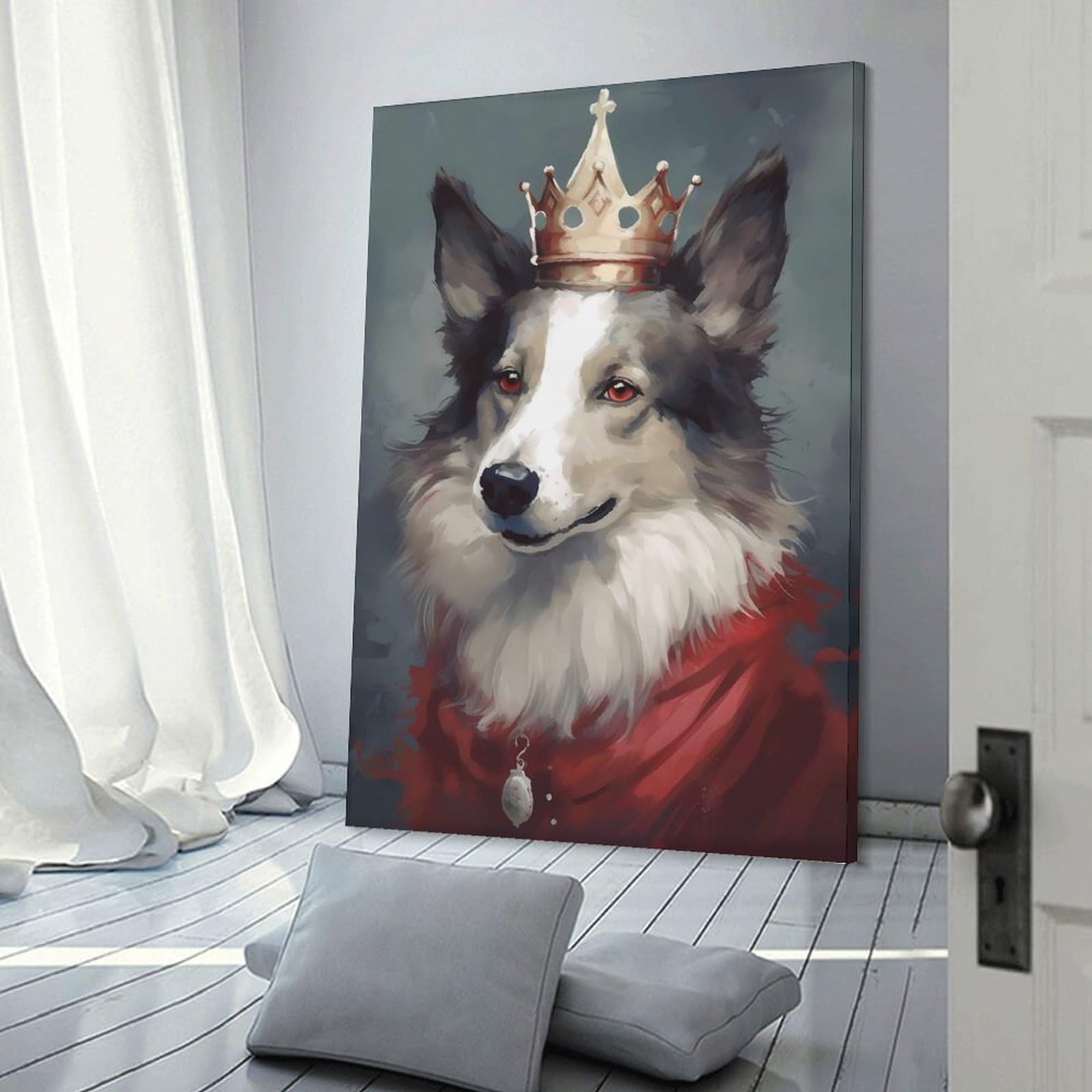Junmoney Frame-Style-10 Border Collie Dog Wonder Canvas Wall Decor, 08X12inch(20X30cm), For Bedroom, Guest Room Or Reading Nook, Canvas Wall Decor For Personal Spaces