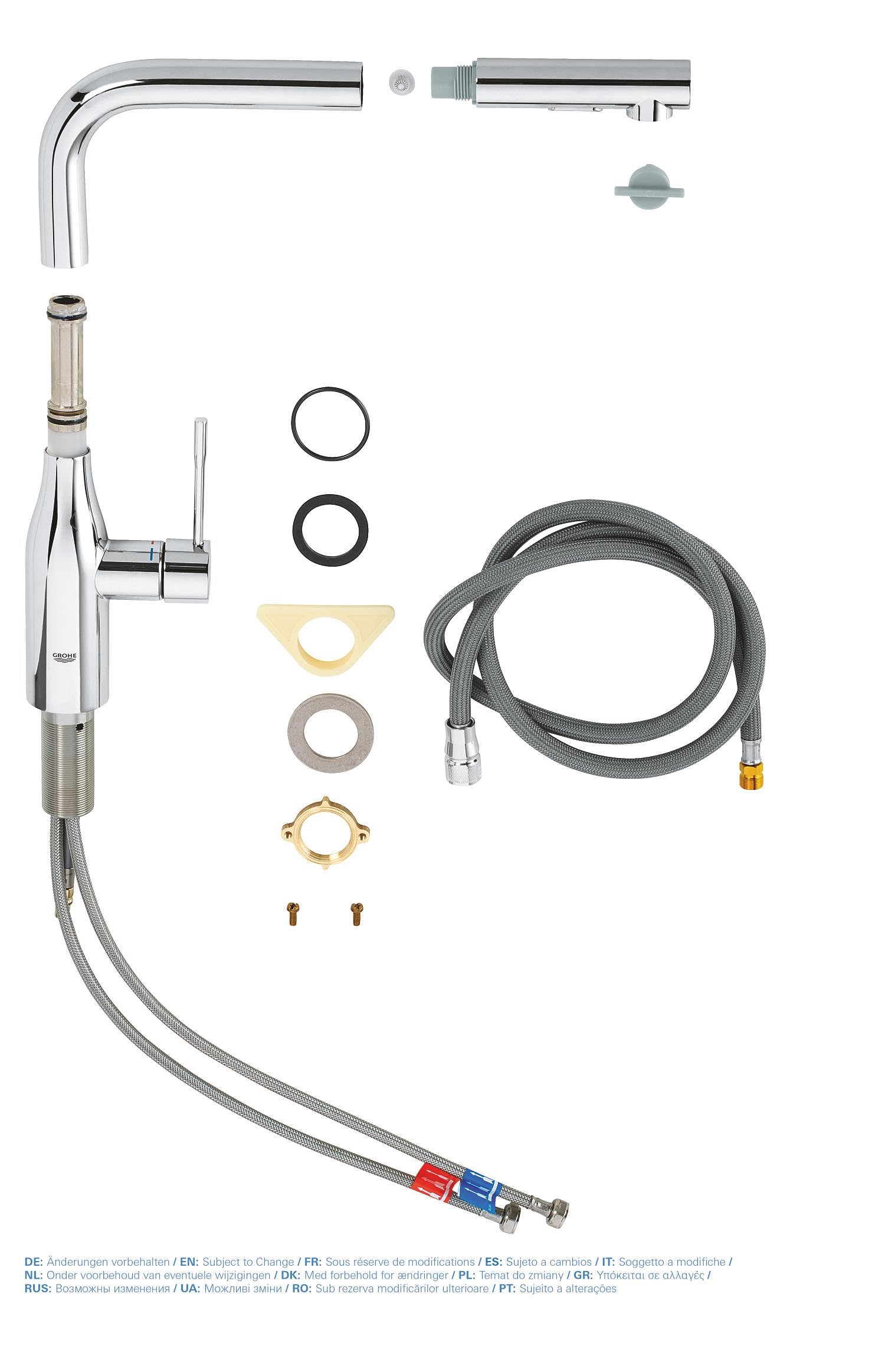 GROHE Essence Rubinetto Miscelatore Monocomando per Lavello New, bocca alta e girevole, cartuccia a dischi ceramici, Cromo 30270000
