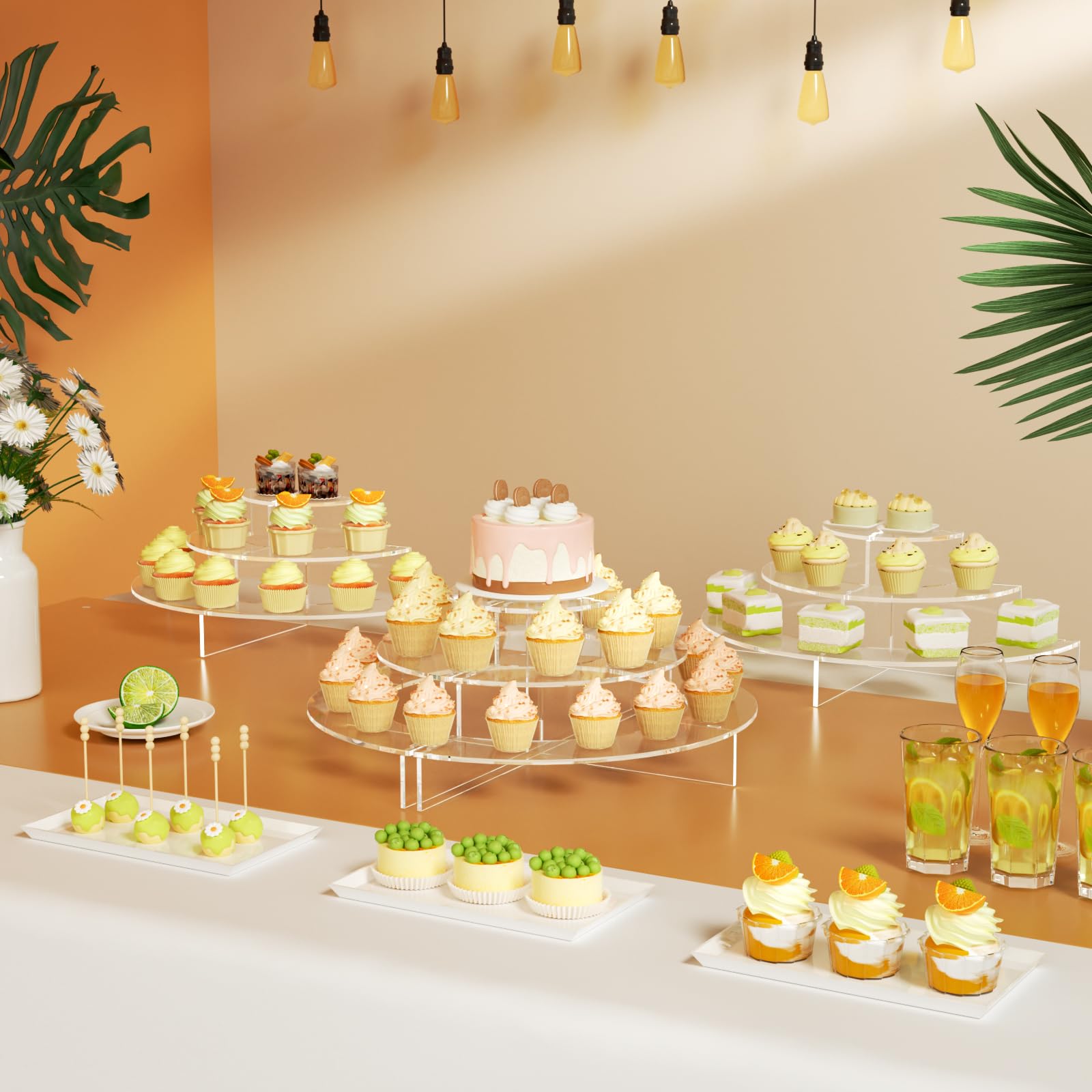 HIIMIEI Dessert Table Display Set, Acrylic Risers for Display, Thickened to 5mm Dessert Stands for Cupcakes Dessert Pastry, Acrylic Food Display Stands for Party Wedding Birthday