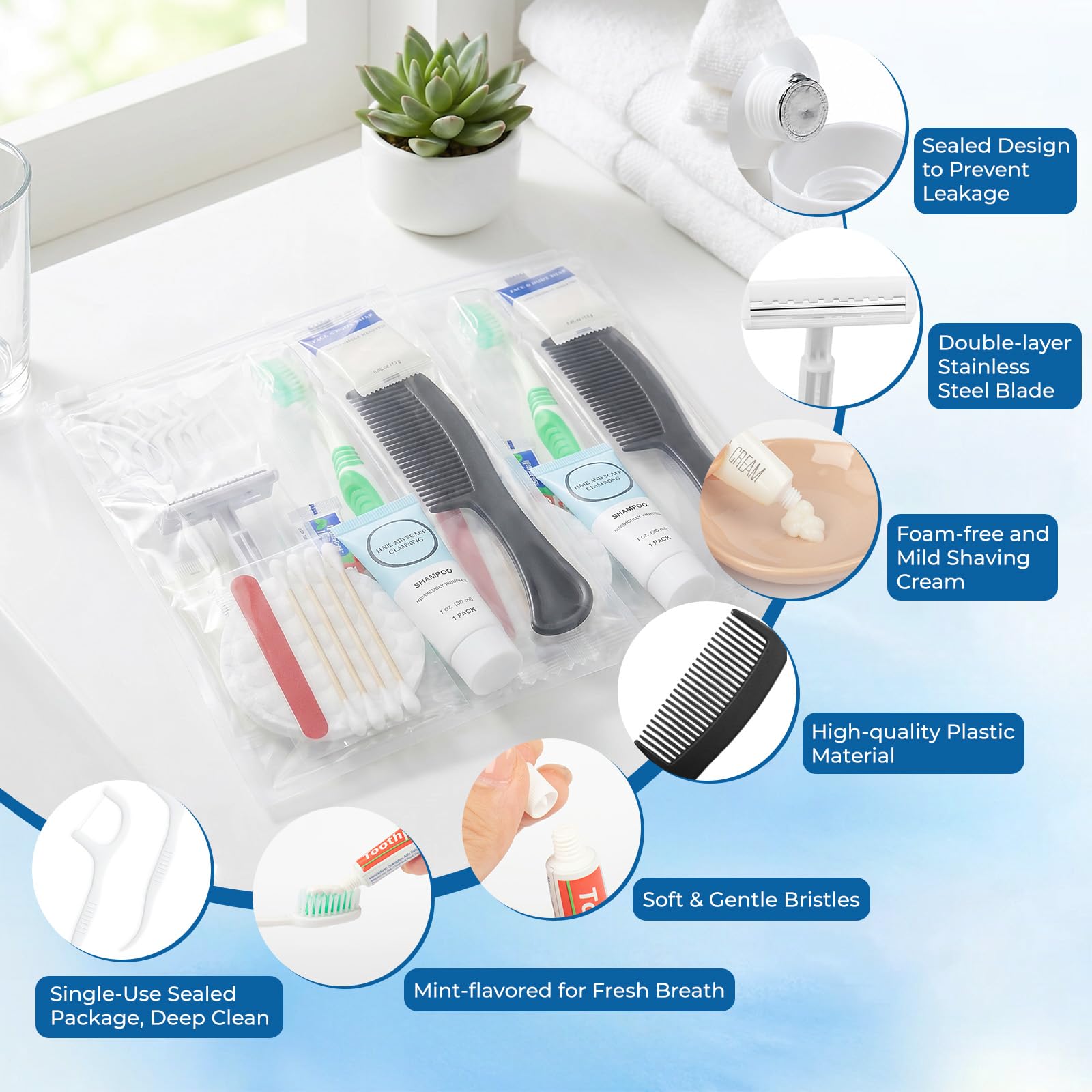 Confezione da 40 kit di igiene personale 9 in 1, confezionati | Kit di articoli da toeletta da viaggio per donne e uomini, forniture per senzatetto, per viaggi, beneficenza, affari, ospiti