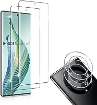 HidWee Compatible avec Honor Magic 5 Lite 5G Protection écran, Verre Trempé [3D Couverture Complète] 2 Pièces + 2 Pièces Caméra Protecteur, HD Sans Bulles Anti-rayure 9H Dureté Protection Décran
