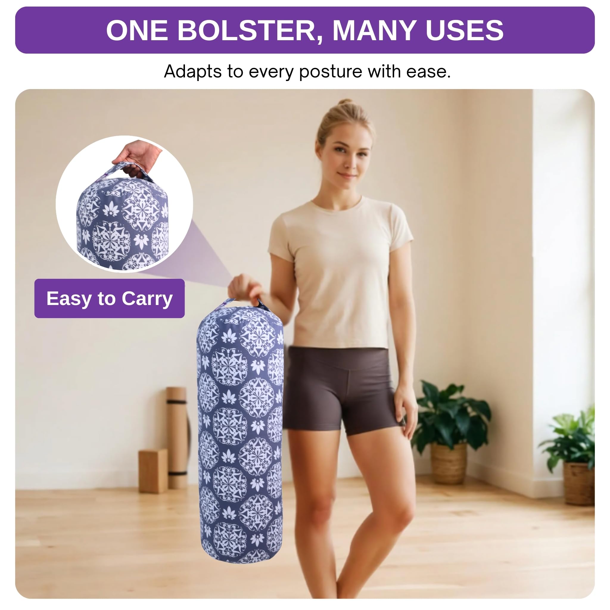 Yogikuti Yoga Bolster - Firm Support for Restorative Yoga -3