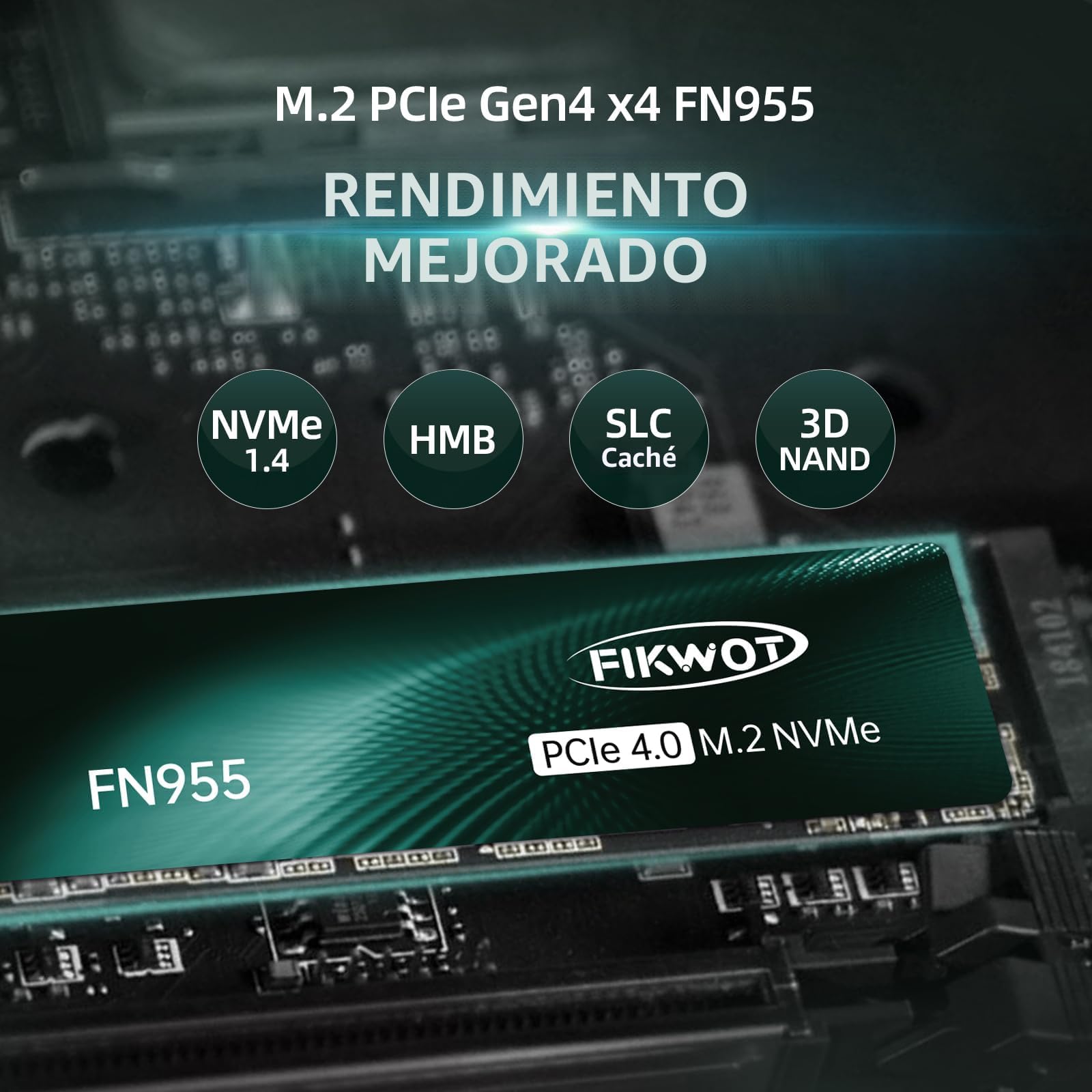 内蔵型SSD FIKWOT FN955 1TB NVMe M.2 SSD Amazon.com: Fikwot FN955 1TB NVMe SSD M.2 2280 PCIe Gen4x4, hasta