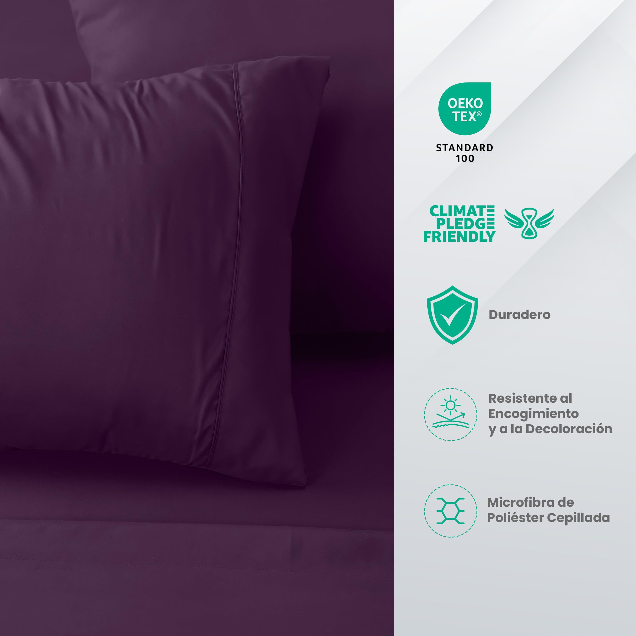 Utopia Bedding Juego de Sabanas 4 Piezas 135x190 - Poliéster Microfibra Cepillada - Oeko-Tex Certificado - Sábana Bajera, Sábana Plana y 2 Fundas de Almohada 50x75 (Cama 135, Gris) — view 108