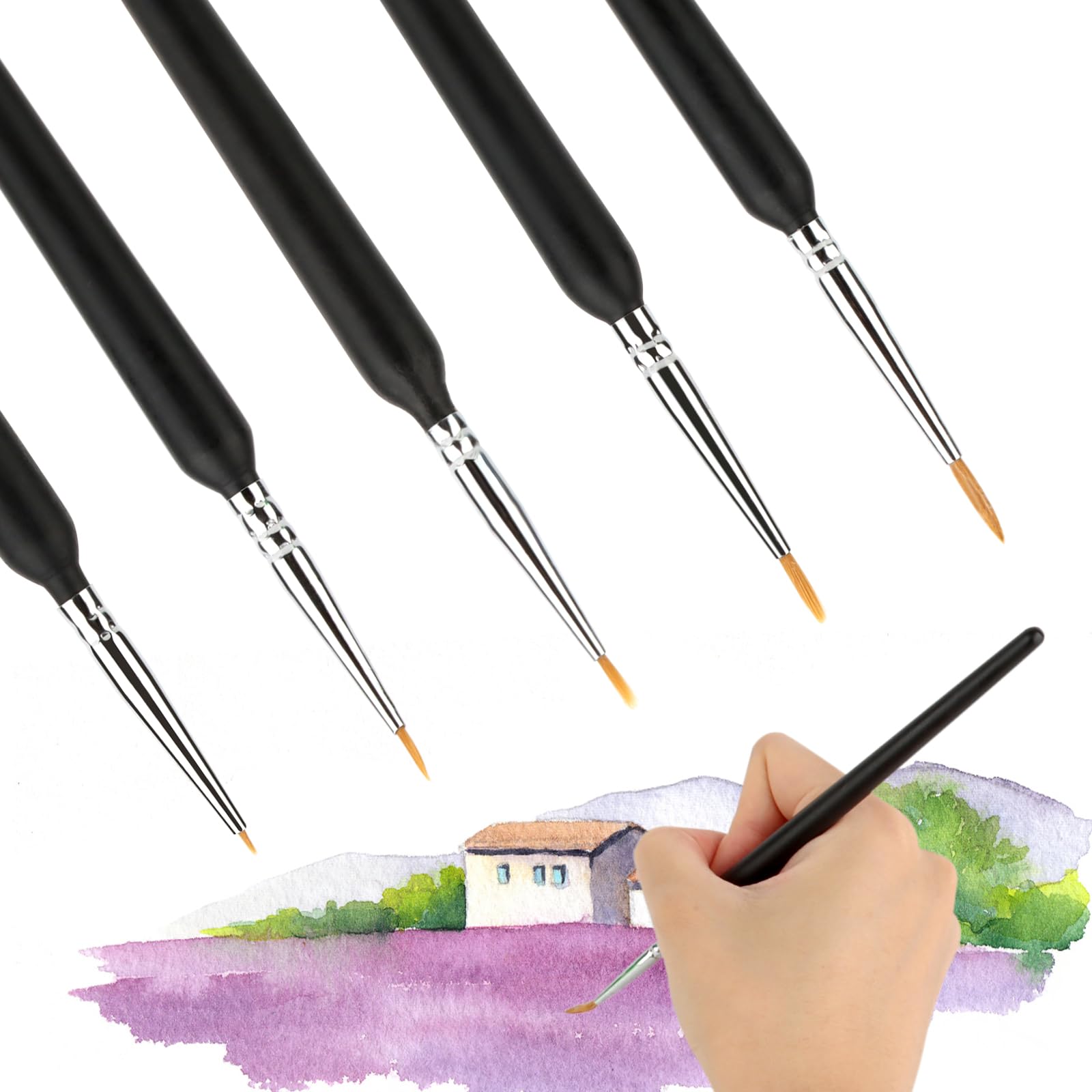 5 Piezas Pinceles Pintura Acrilica,Pinceles Acuarela,Pinceles de Detalle Finos Acrilico,Pinceles de Artistas Profesionales,Miniaturas para Pintura,para Pintar Al óLeo,Acuarela,Pintura Facial,Manicura