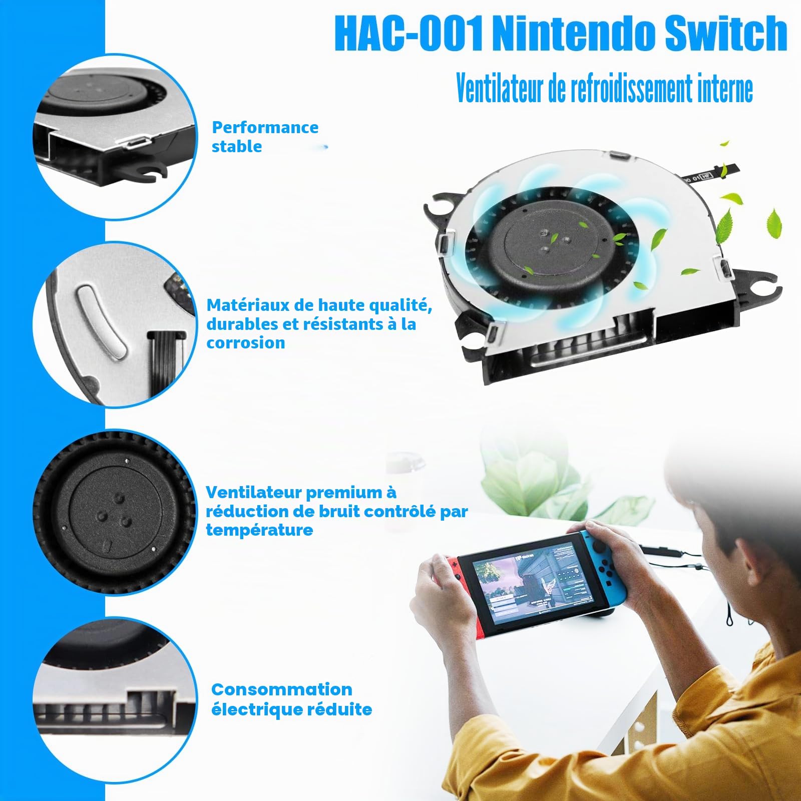 S-Union Ventilateur de Refroidissement Interne,CPU Ventilateur de Refroidissement Remplaçable avec Tournevis pour la Console Nintendo Switch NS 2017