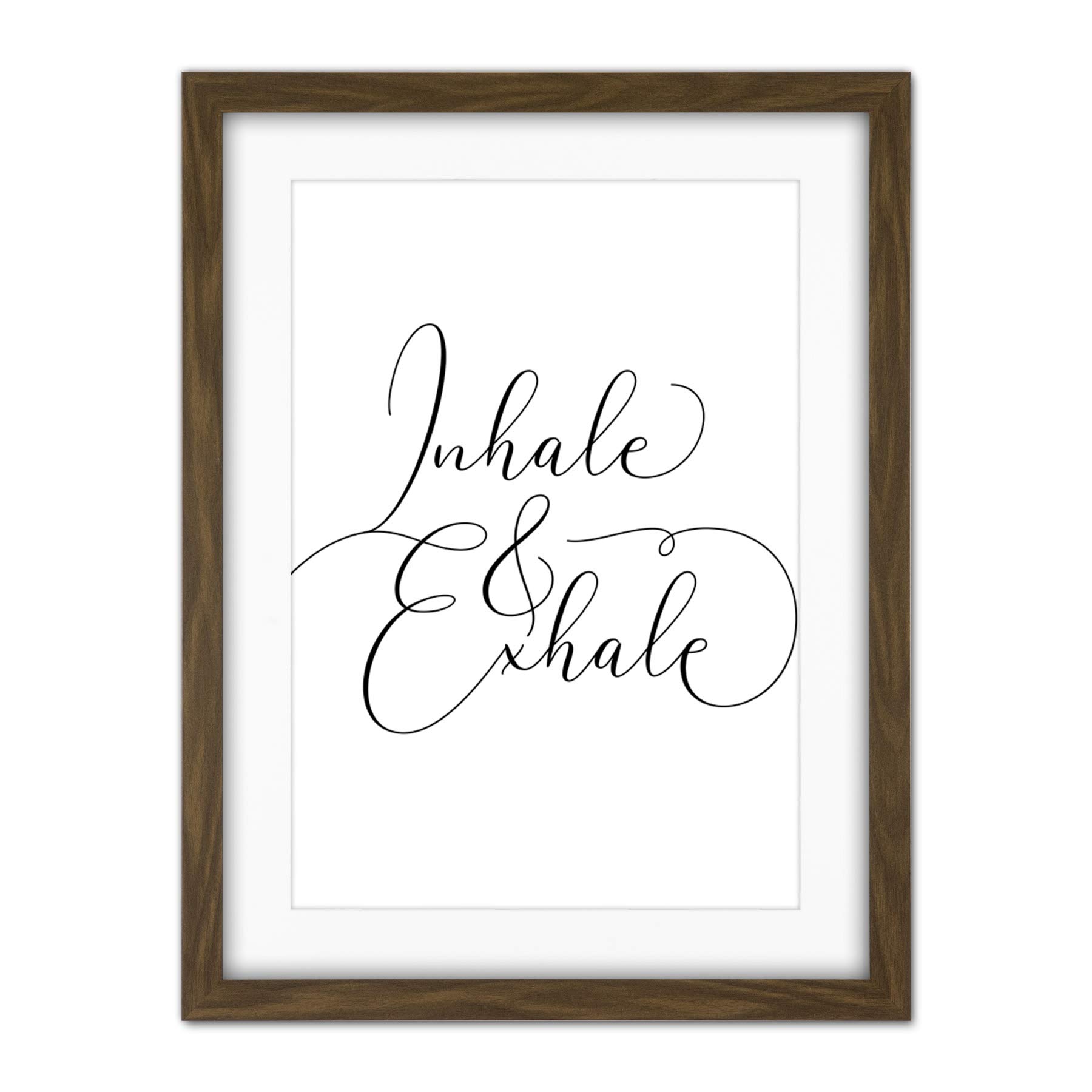 Wee Blue Coo Inhale And Exhale Modern Typography Artwork Framed Wall Art Print 18X24 Inch