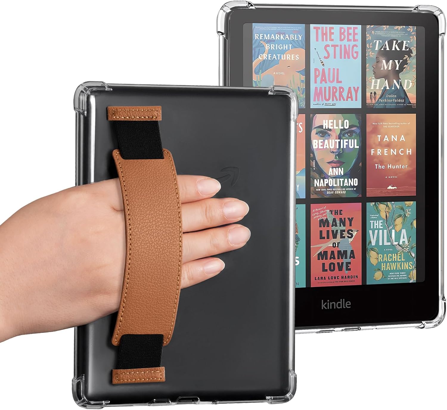 iDLEHANDS Clear Case for 7" Tablet Case - Ultra Slim Soft TPU Transparent Cover & Lightweight with Hand-Strap, Brown