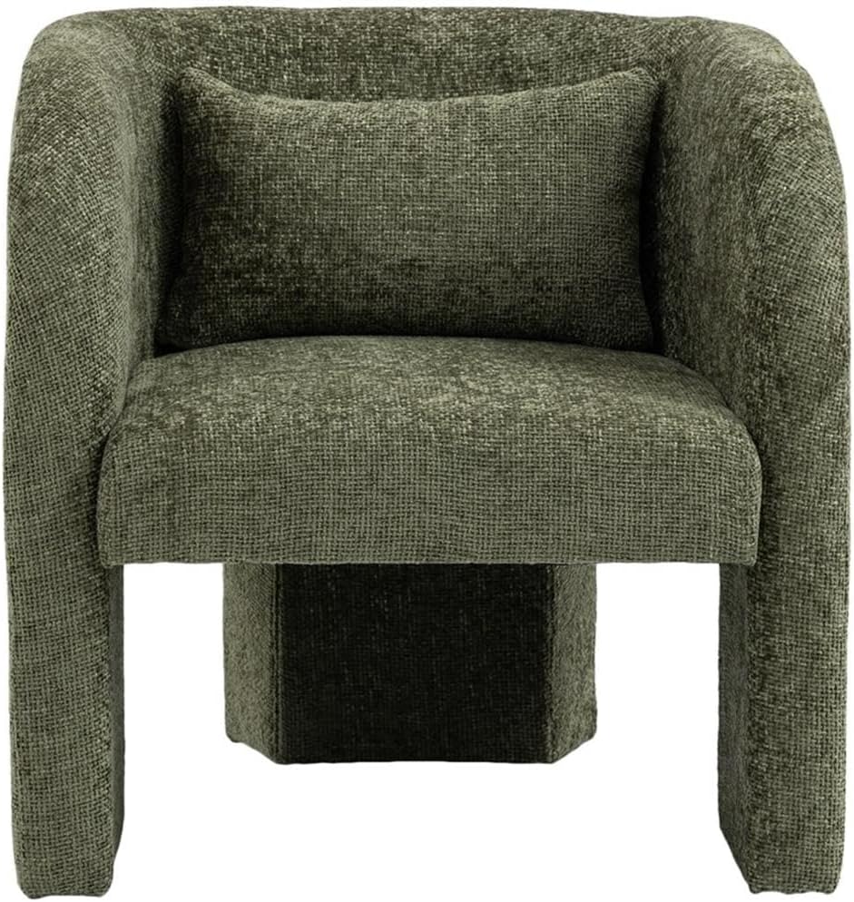 BOWERY HILL Contemporary Accent Chair, Soft Green Chenille Fabric, Pillow Included, 29" W x 30" D x 30" H, Modern Design, Durable Birchwood Frame, Comfortable Seating for Living Room or Bedroom