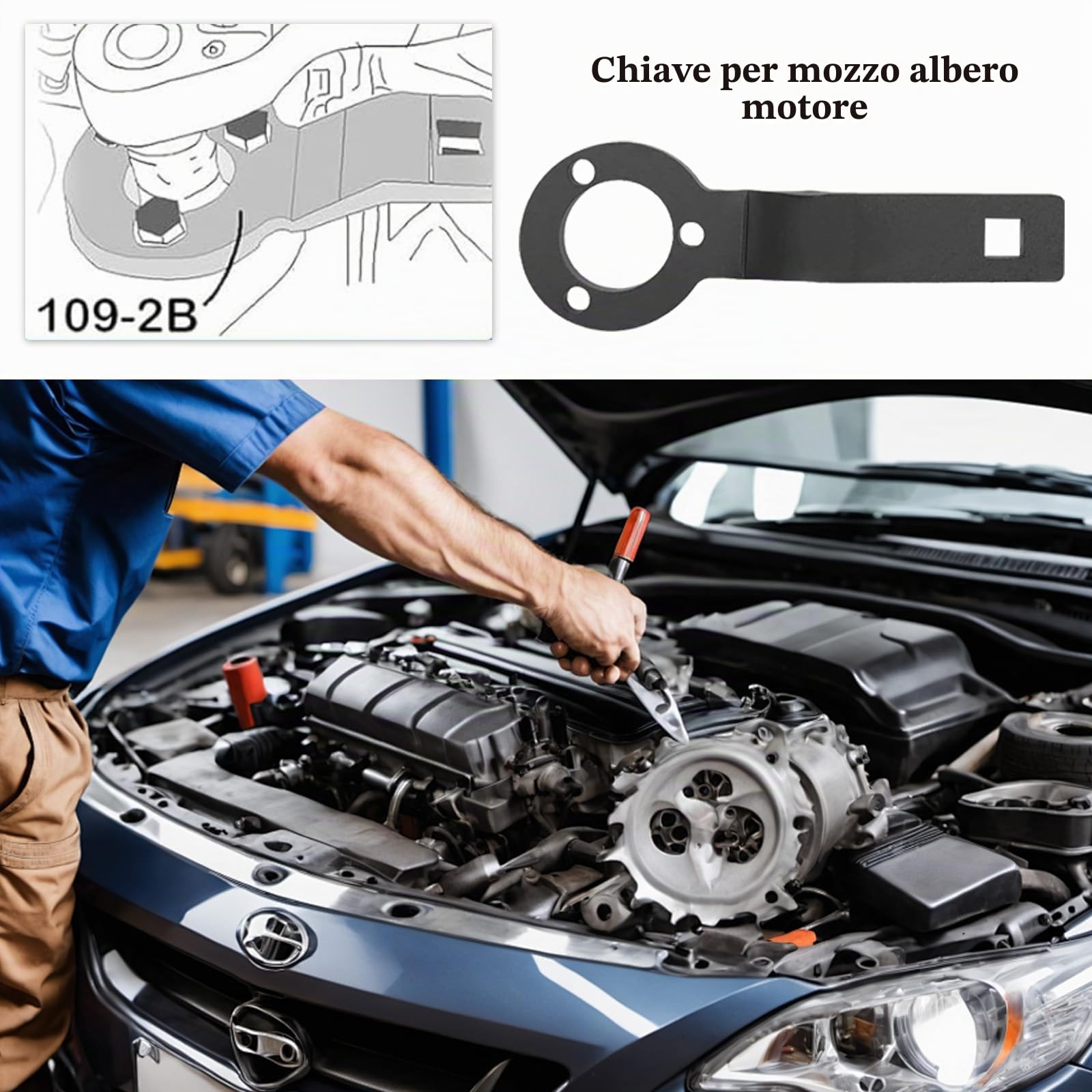 Attrezzo per Cinghia di Distribuzione Del Motore, Set di Strumenti per La Regolazione del Motore Compatibile per Citroën, Opel, PSA, Peugeot 1.0 VTi 1.2 VTi 108 208 308 2008, OEM 0109-2A, 0109-2B