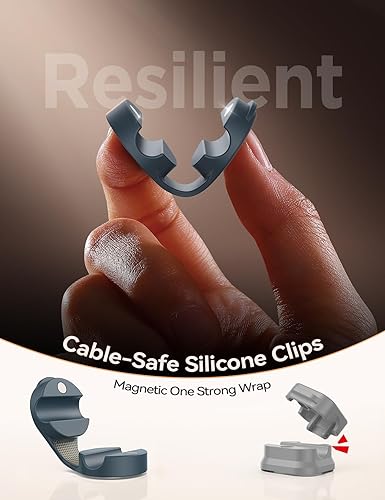 Miniatura 2 de FLYLEAD - Paquete de 8 organizadores de cables magnéticos de silicona, organizador de cables adhesivos debajo del escritorio, organizador de cables