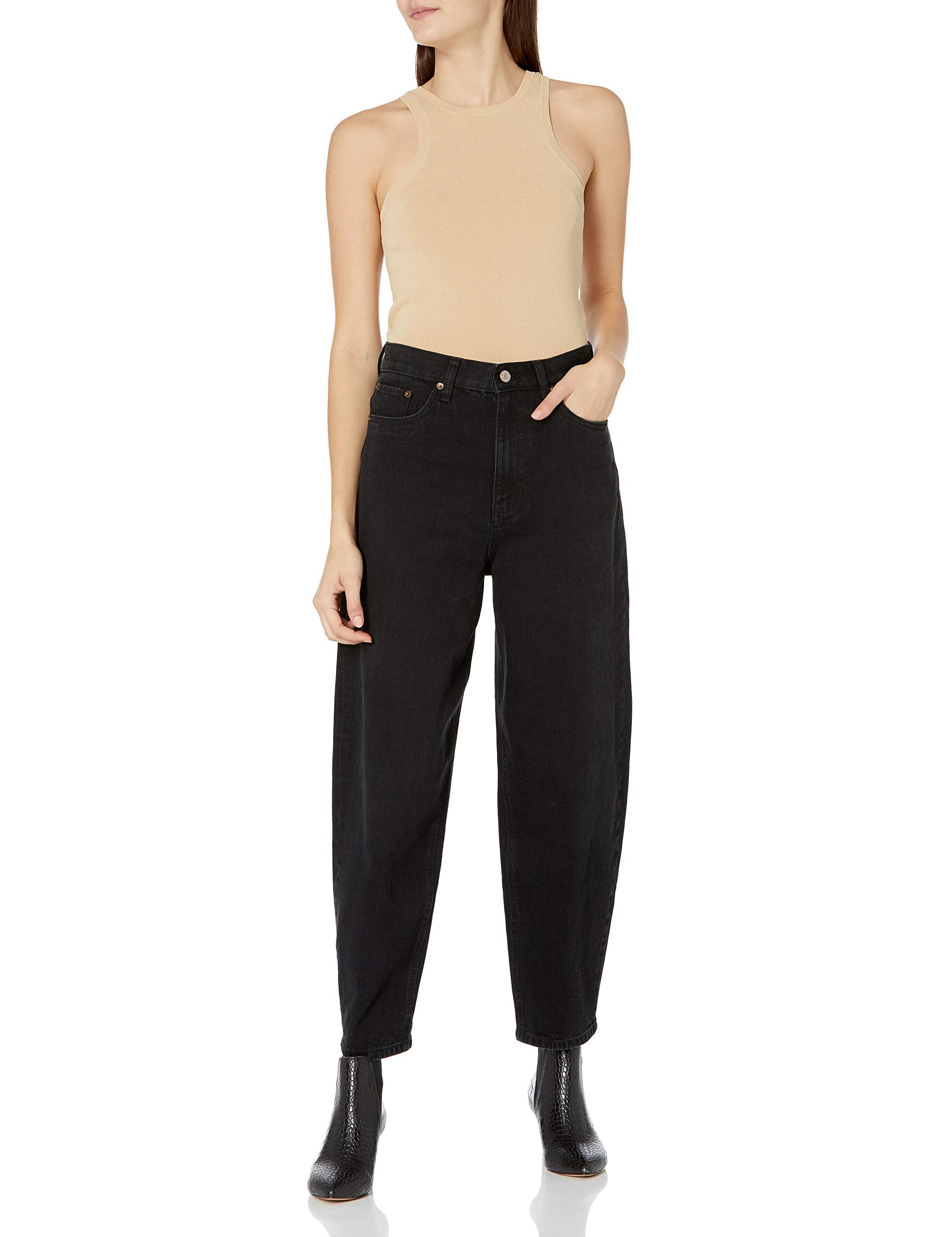 The Drop Women's @lucyswhims Sleeveless Halter Crewneck Sweater Tank, Semolina, S