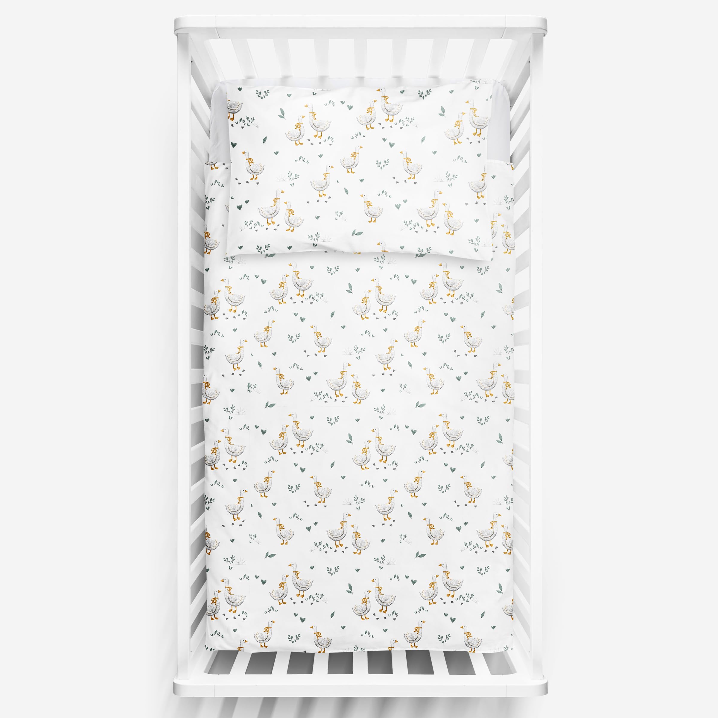 2 Piece Baby Kids Bedding Set 120x90 cm Duvet Cover & Pillowcase for Toddler Cot 12M+ (Duck)
