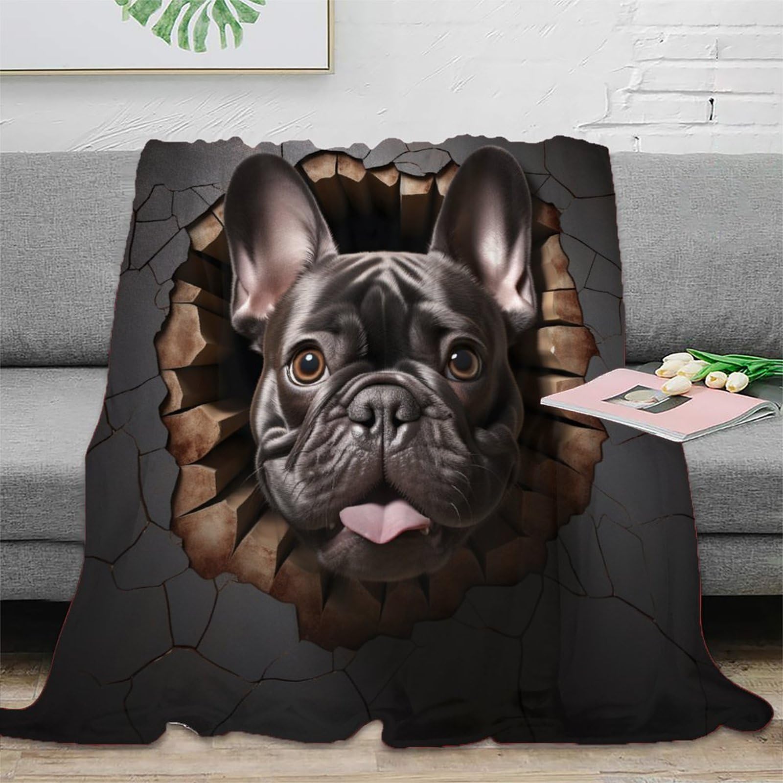 Flanell-Überwurfdecke Mit Französischer Bulldogge – 127 X 152 Cm, Weich & Kuschelig