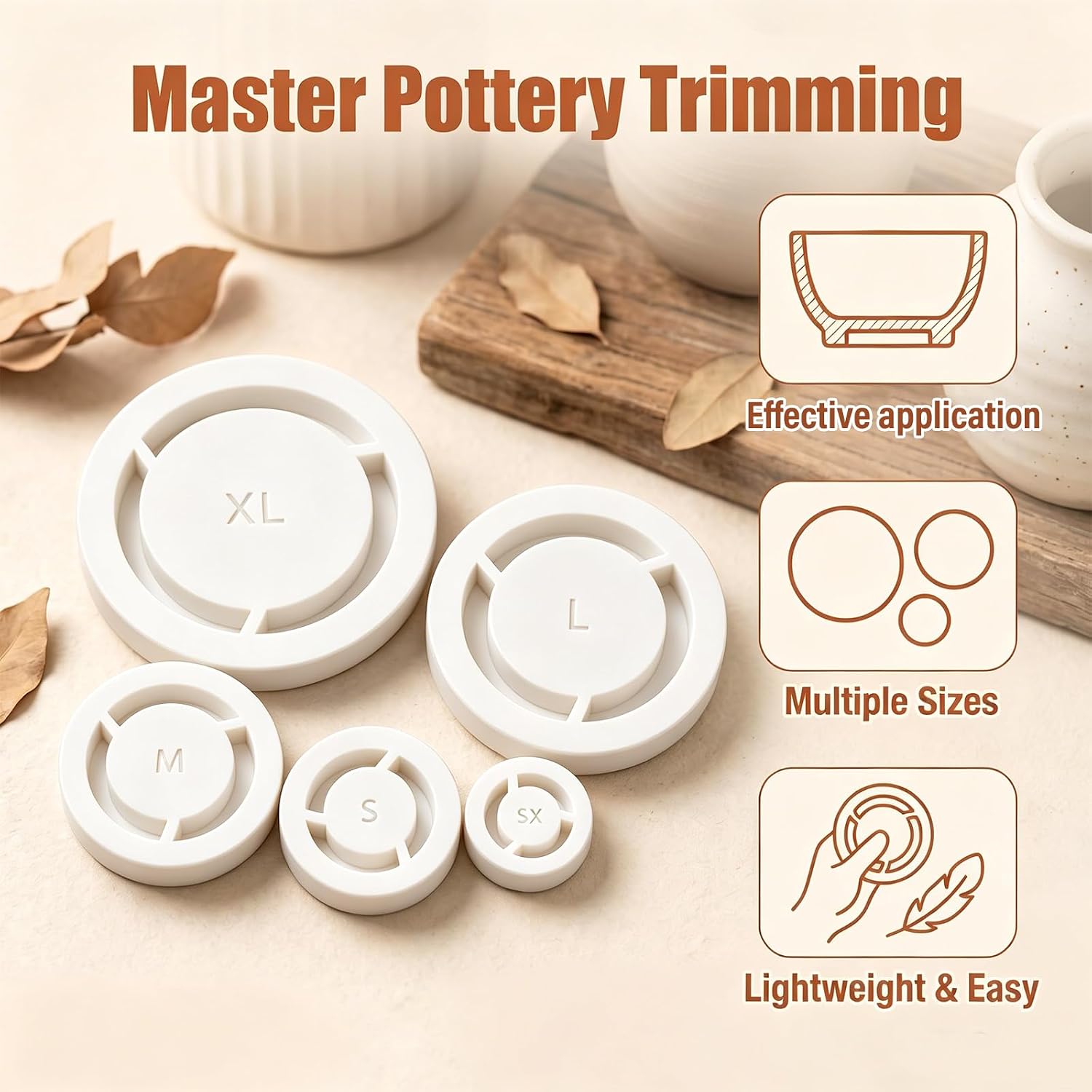 5 Pack Pottery Foot Ring Tool,Clay Base Aligner for Ceramics, Aligned Foot Ring Template for Ceramics for Pottery Bowls, Cups and DIY Wheel Projects