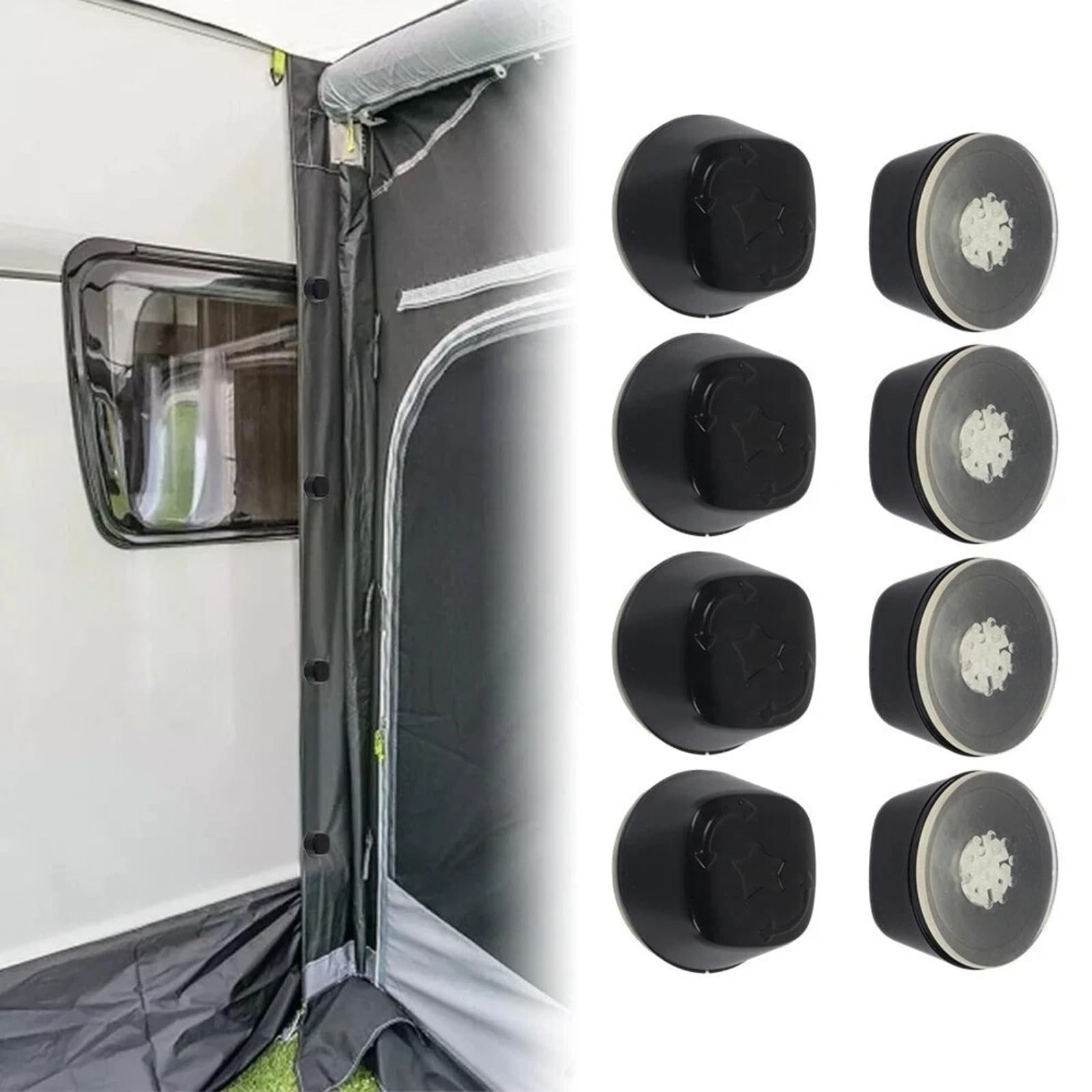 GAOHOU 8-teiliges Set Saugnäpfe für Wohnwagen-Zelt, Vordach-Saugsystem-Befestigungs-Kit für Wohnwagen/Wohnmobil, kompatibel mit Dometic Kampa Limpet Wohnmobil-Camping-Zubehör