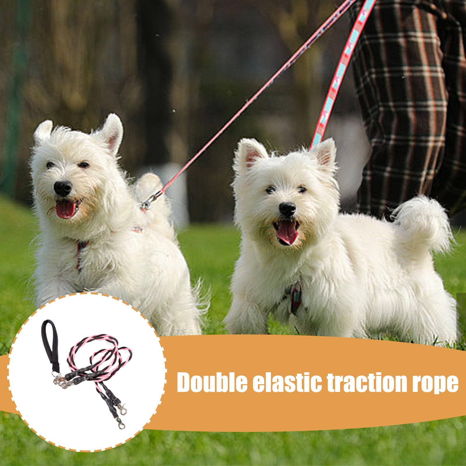 Corde per Cani - Guinzaglio Doppio per Passeggiate con Animali Domestici | Accessori per Animali Domestici Resistente Durevole Comodo per Spiaggia Addestramento Sicurezza Migliorata