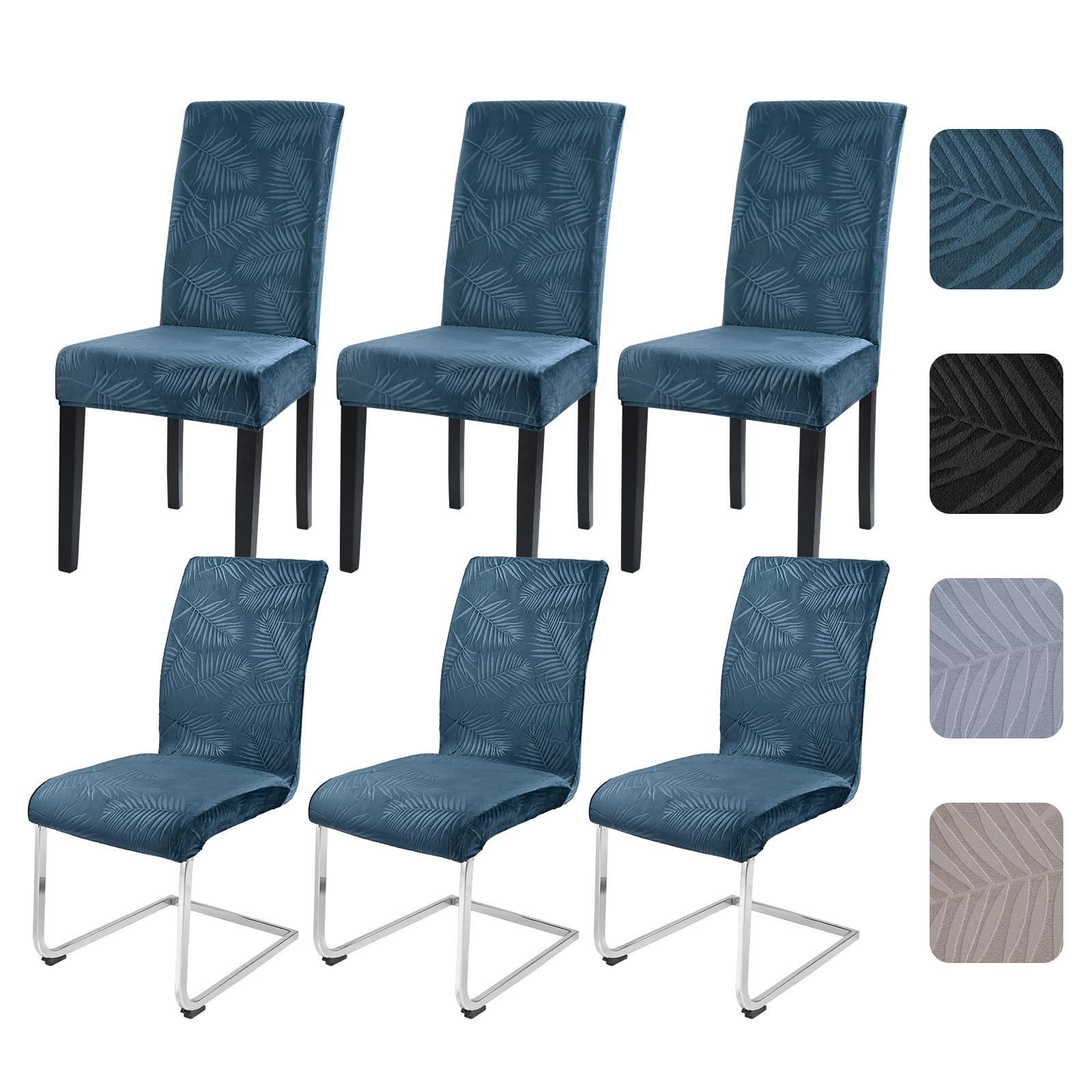 Alishomtll Dining Chair Covers Set of 6 Stretch Leaf Chair Covers Green