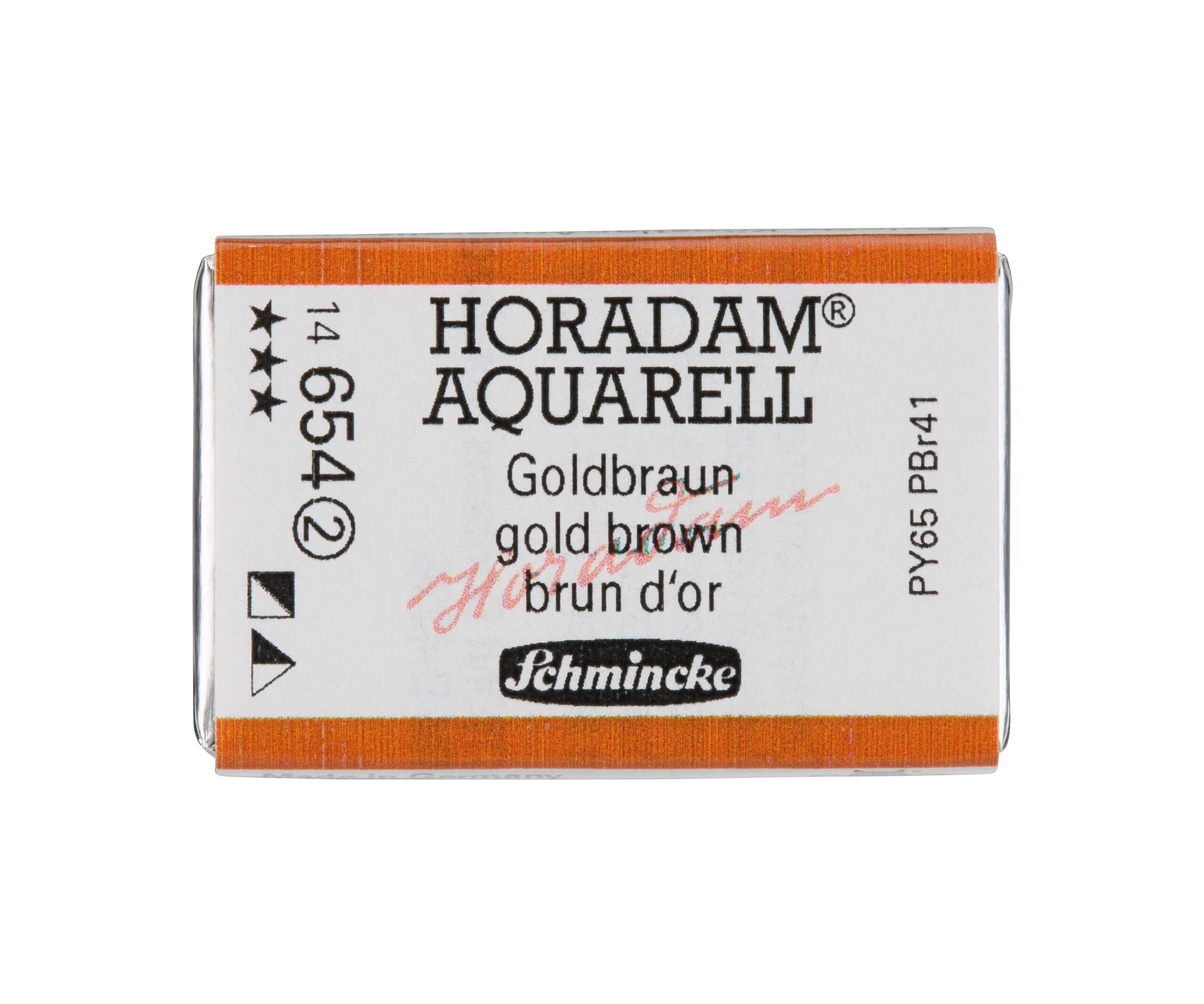 Schmincke - HORADAM® AQUARELL - Finest Artists' watercolours, 654 Gold Brown, 14 654 043, 1/1 pan — image 1