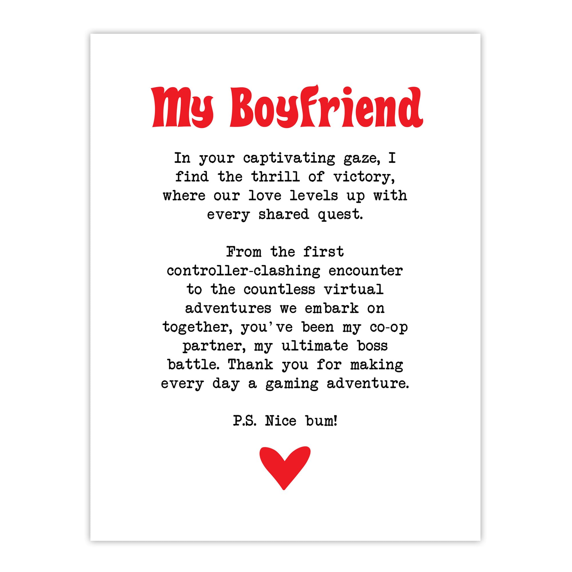 Artery8 Love Poem Gamer Nerd Boyfriend Romantic Poetry Bedroom Extra Large XL Wall Art Poster Print